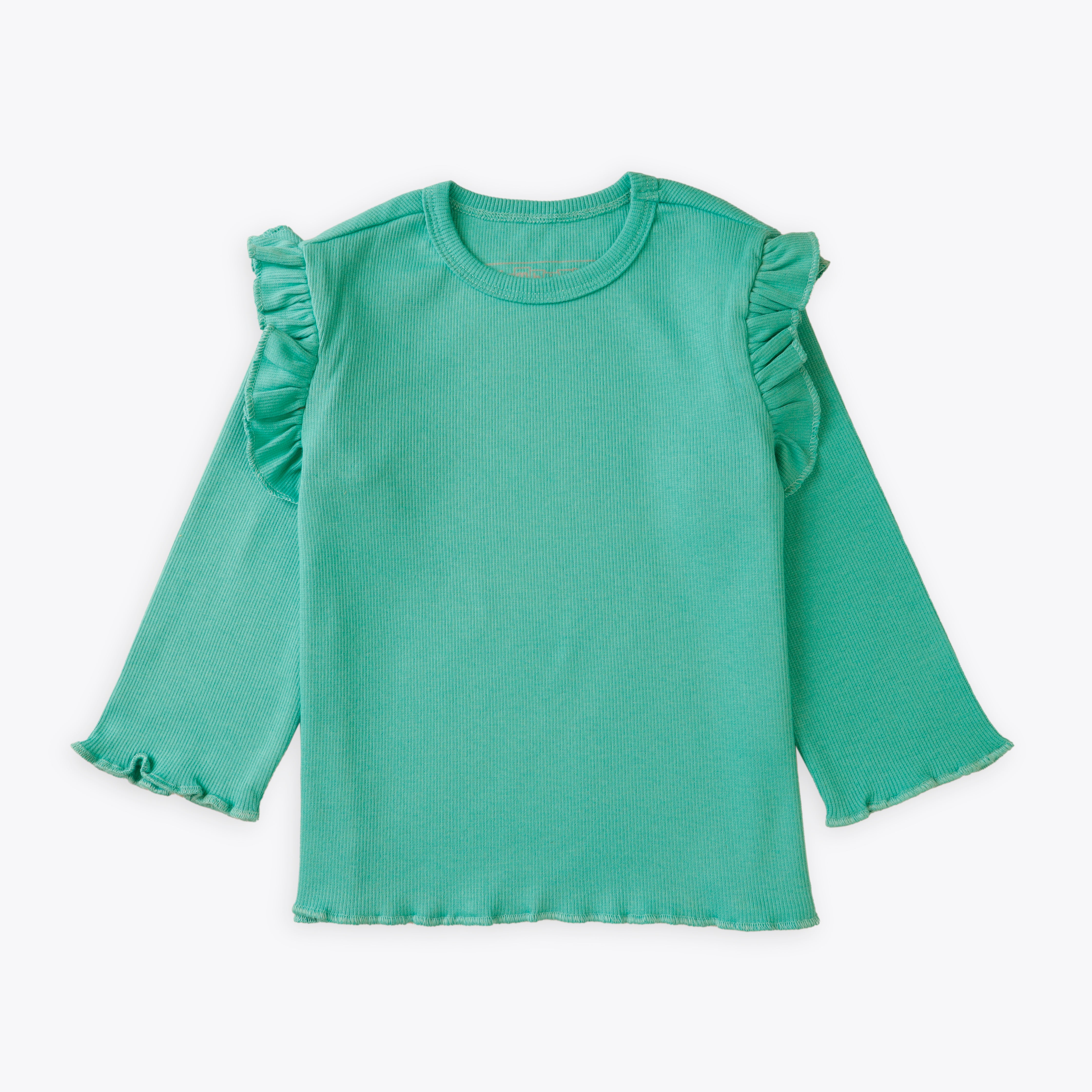 Sweatshirt Shoulder Frill Sea Green Toddler