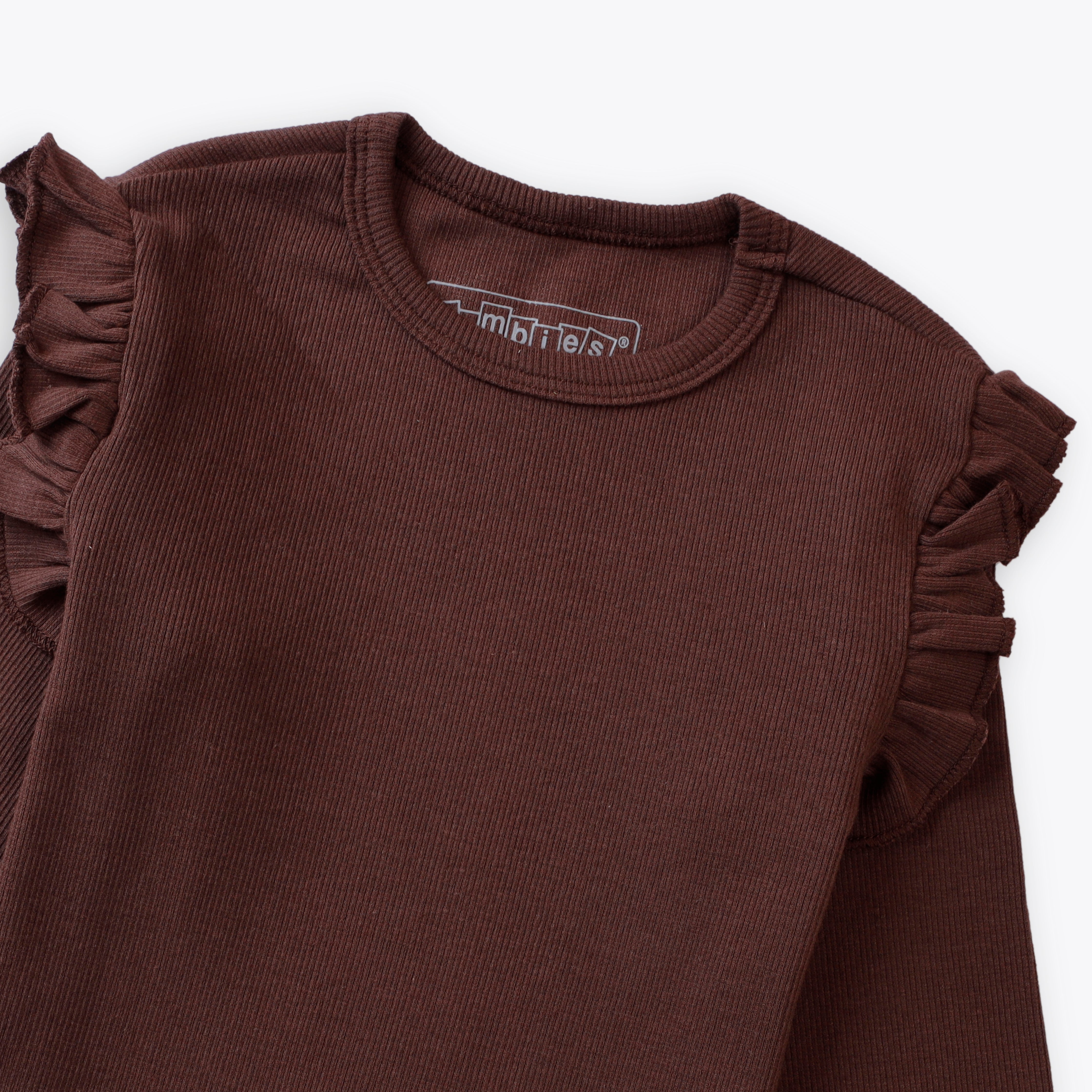 Sweatshirt Shoulder Frill Brown Toddler