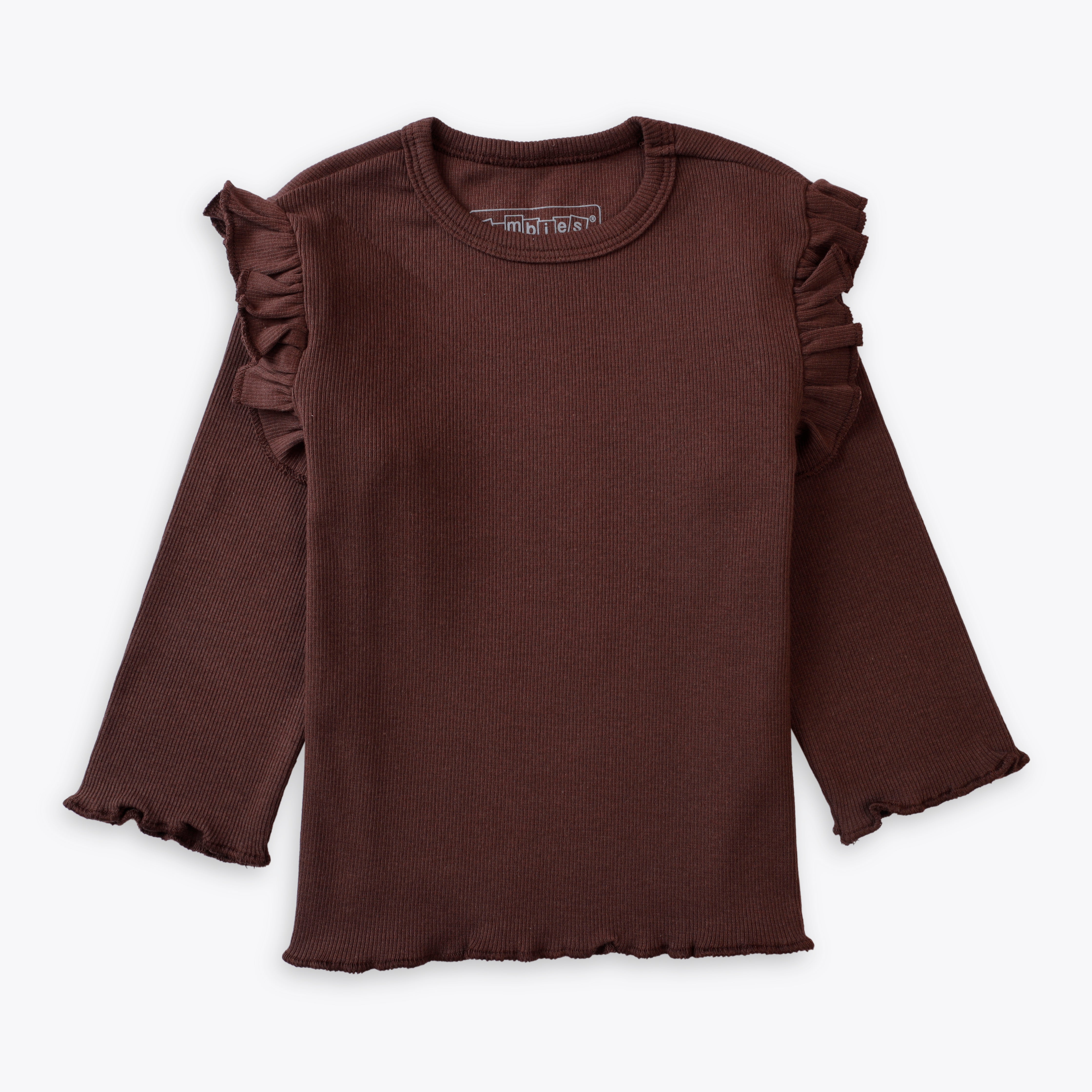 Sweatshirt Shoulder Frill Brown Toddler