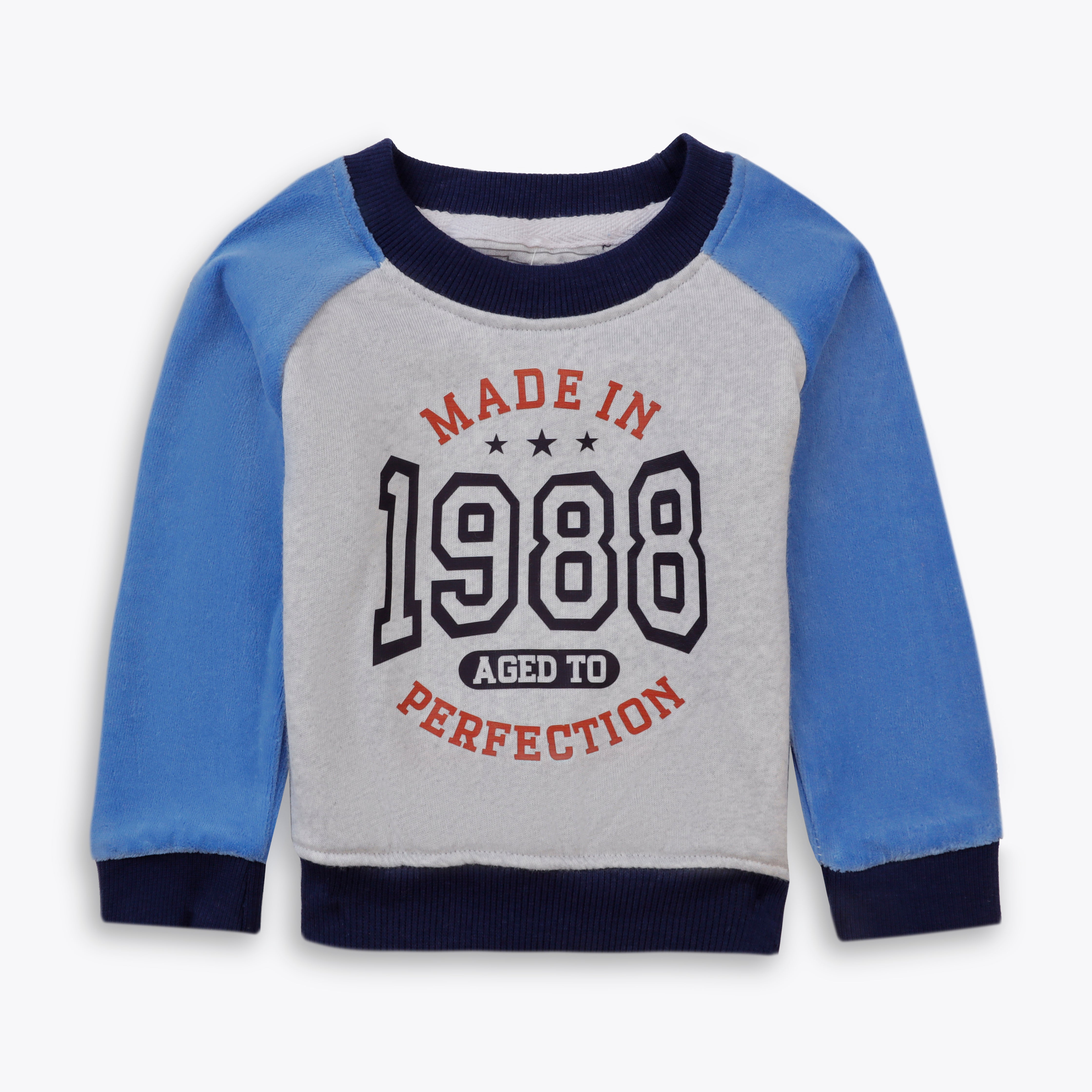 Sweatshirt Contrast Sleeves Blue Infant