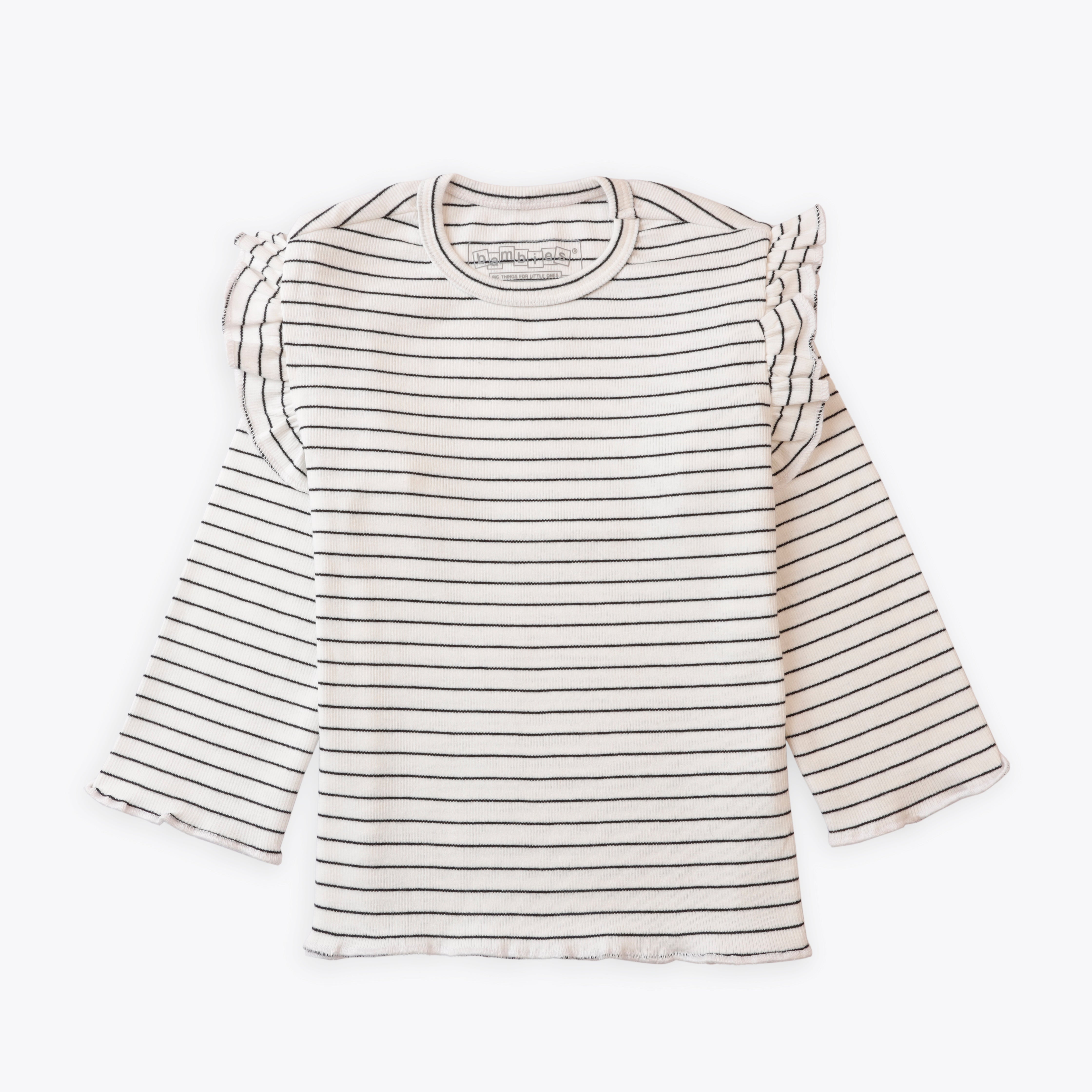 Sweatshirt Shoulder Frill White Stripes Toddler