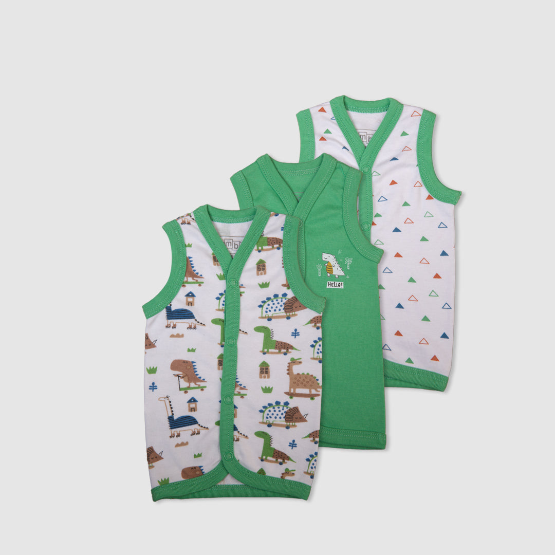 Vest Set of 3 Dark Green Dino