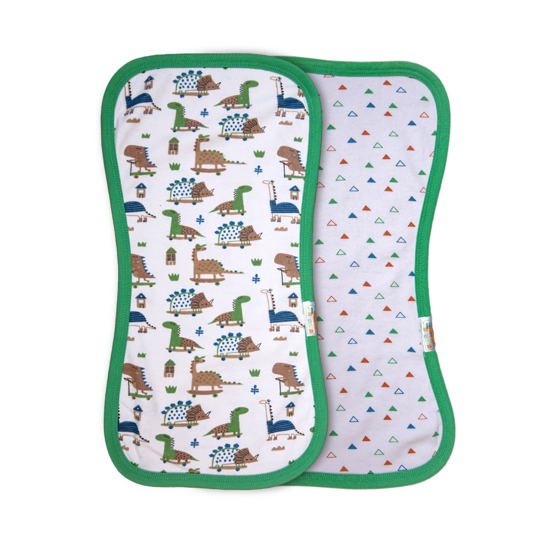 Zubaida's Bambies Burp Cloth 2 Pcs "Green Dino Theme"
