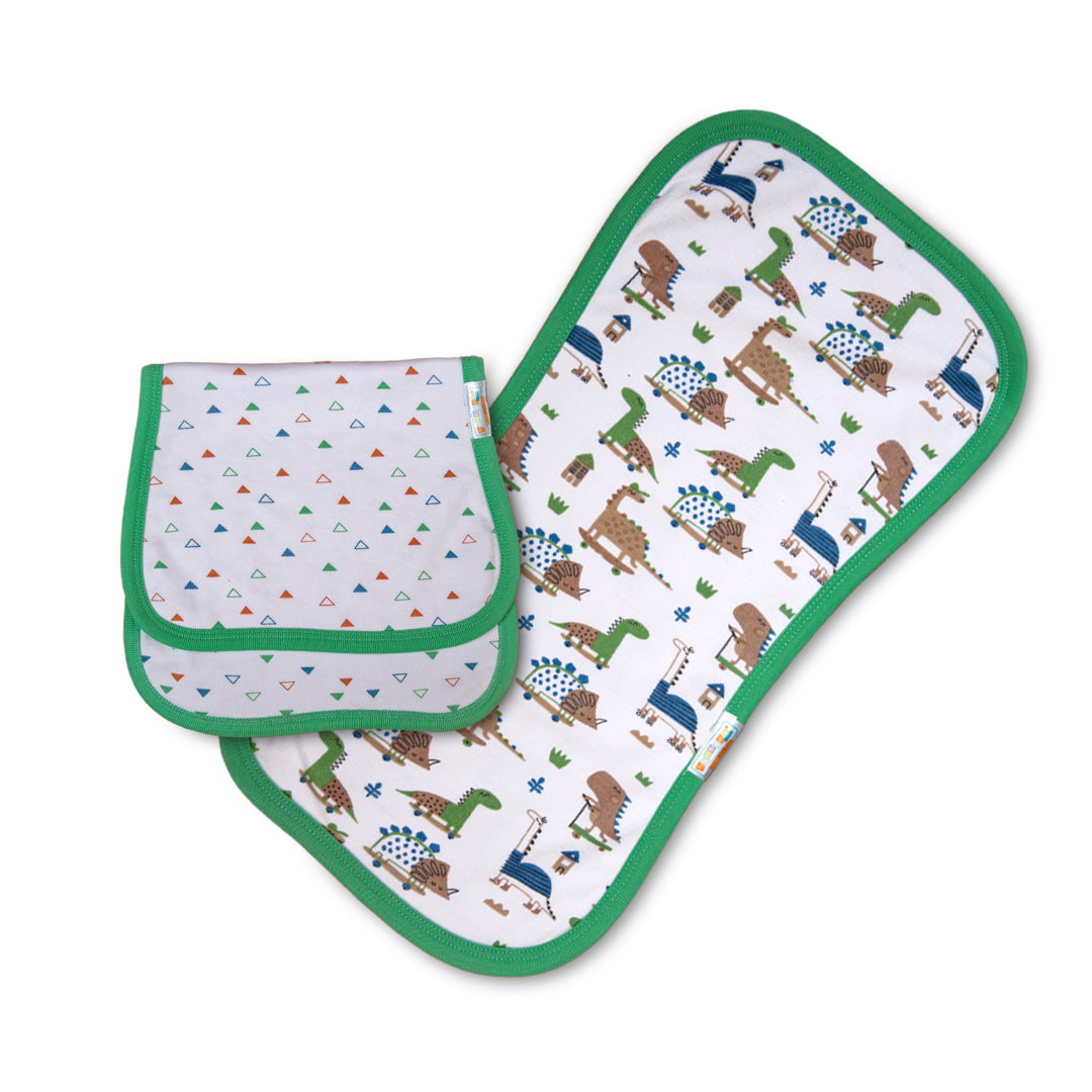 Zubaida's Bambies Burp Cloth 2 Pcs "Green Dino Theme"
