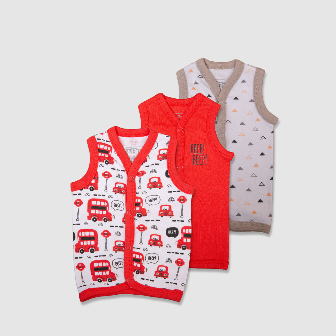 Vest Set of 3 Red Bus