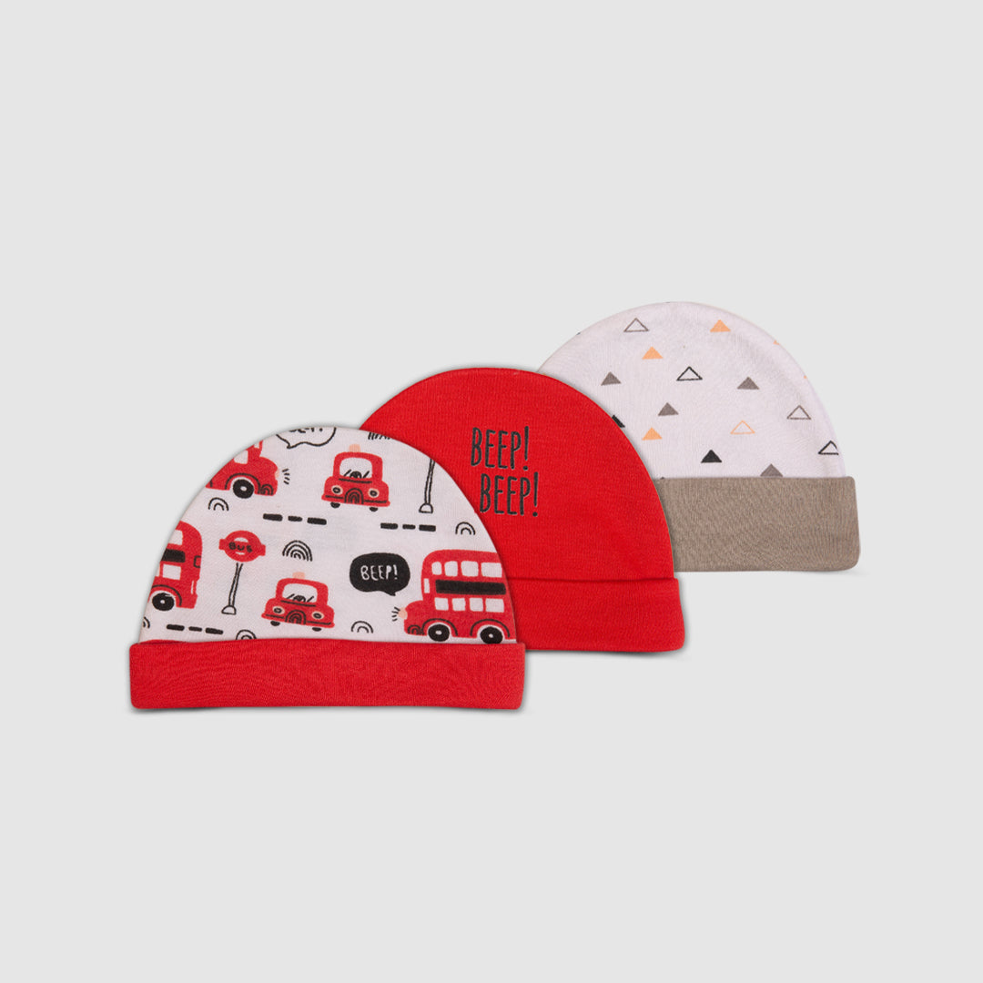 Cap Set of 3 Red Bus