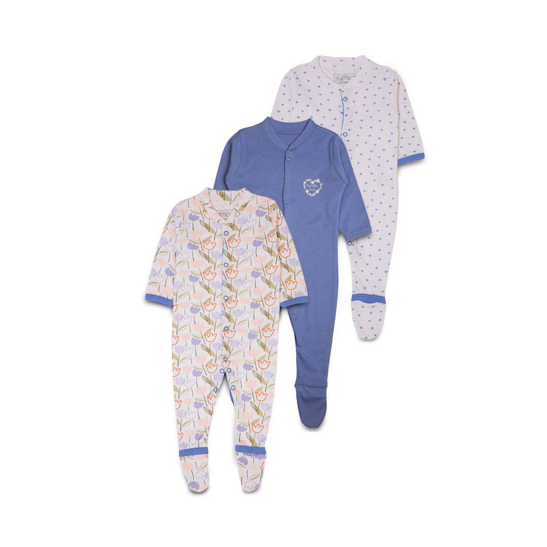 3-Piece Sleep Suit Set Lilac (Blooming Theme)