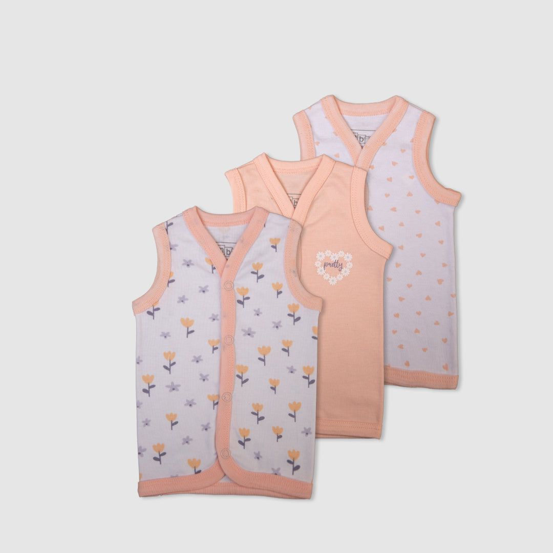 Vest Set of 3 Light Pink Blooming