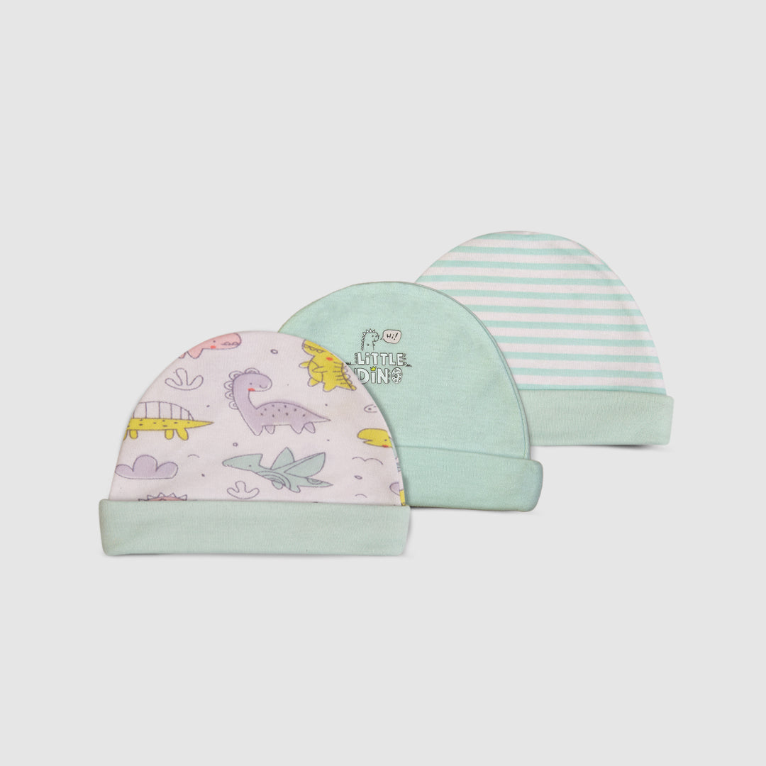 Cap Set of 3 Baby Blue Dino World