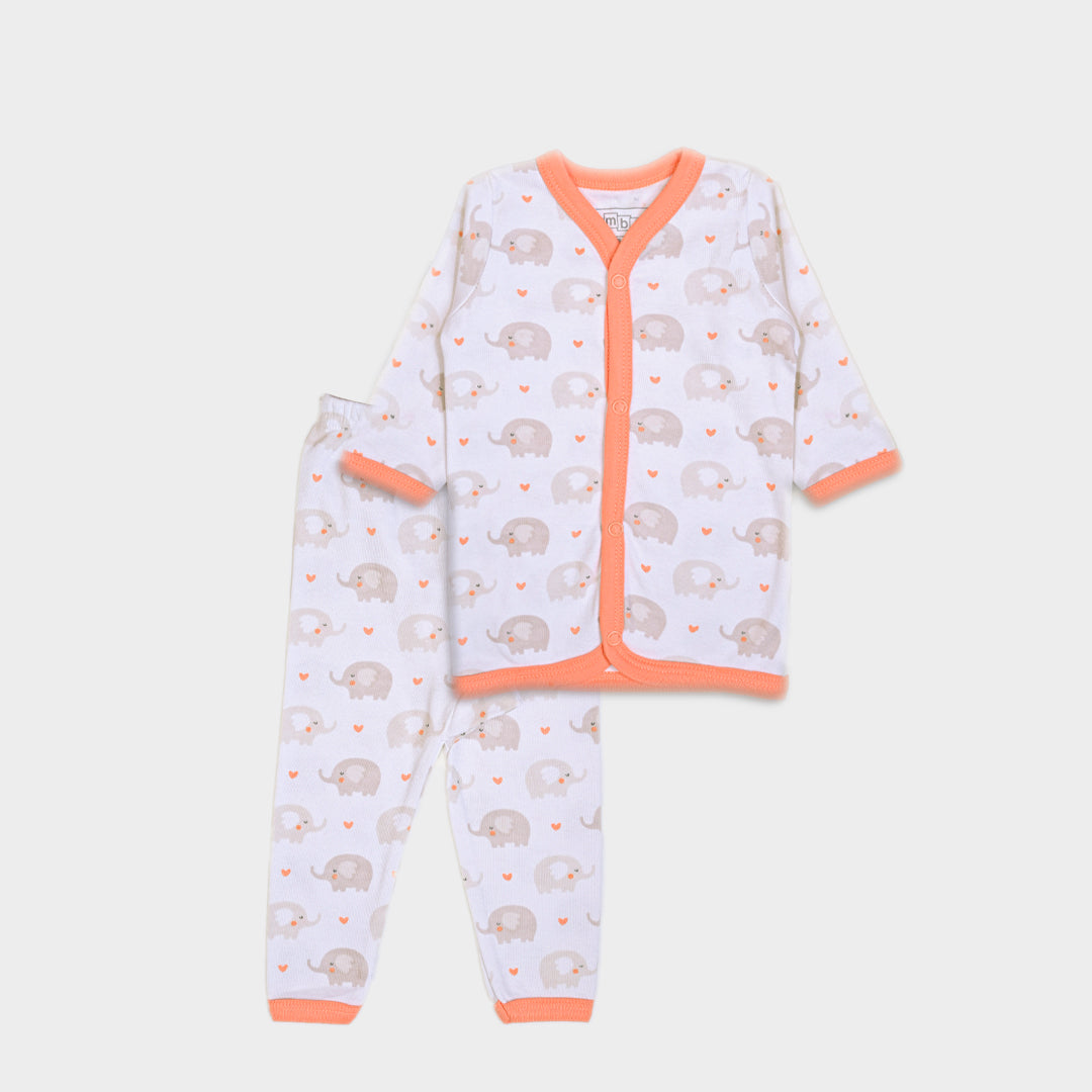 Night Suit Peach Elephants