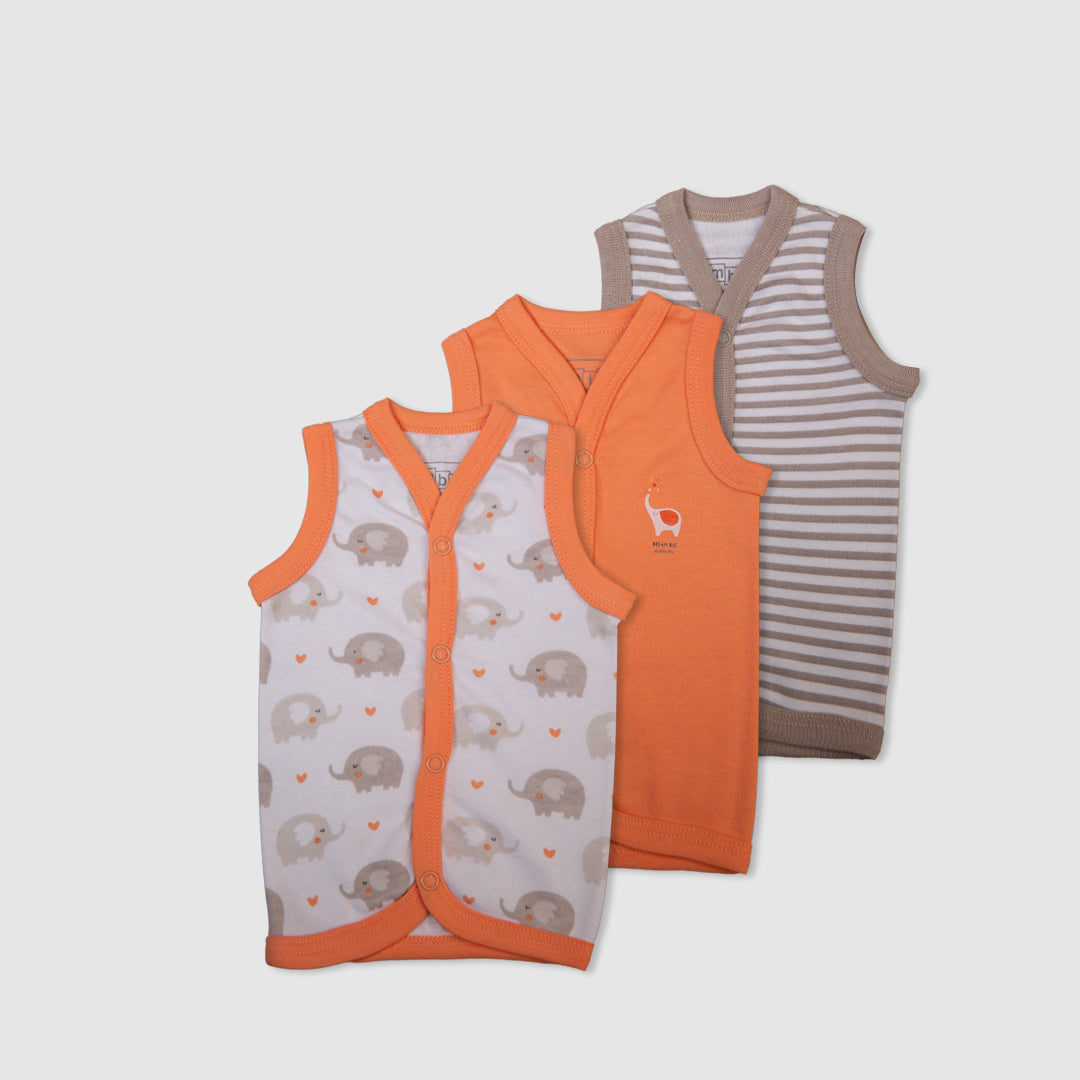 Vest Set of 3 Peach Elephant