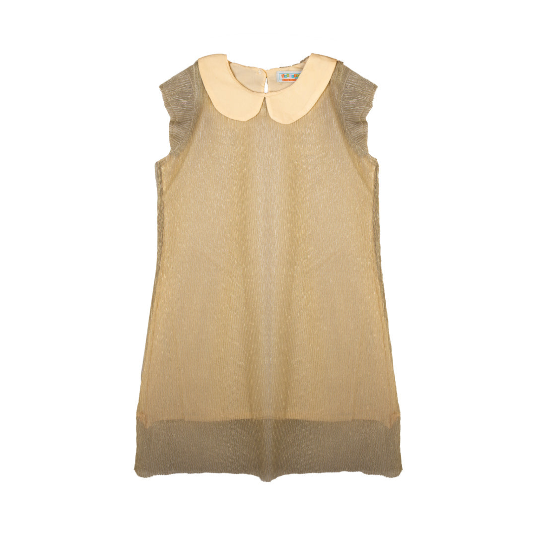 Zubaida's Golden Shimmer Peter Pan Collar Dress - Zubaidas Officialâ„¢