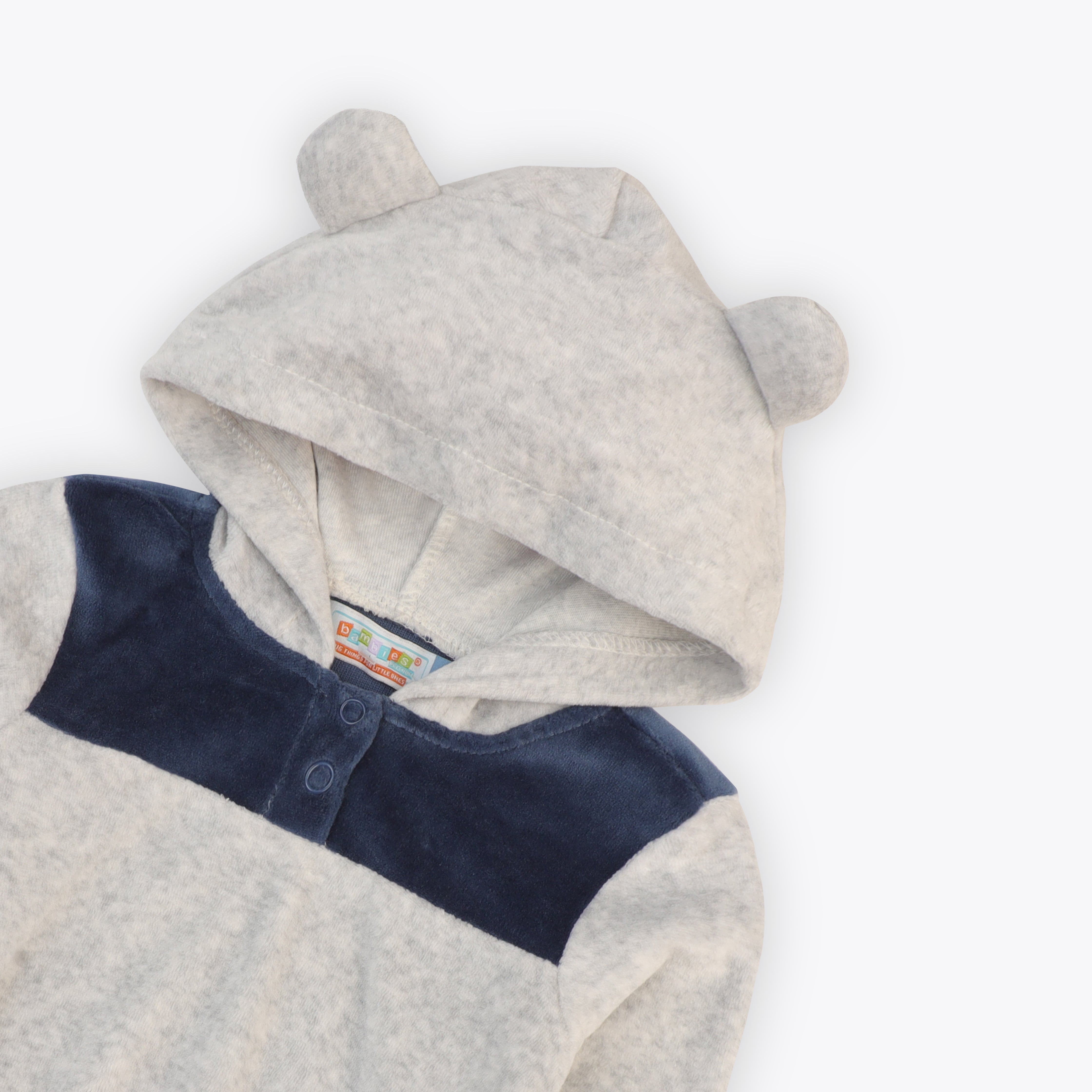 Bodysuit With Hoodie Contrast Grey