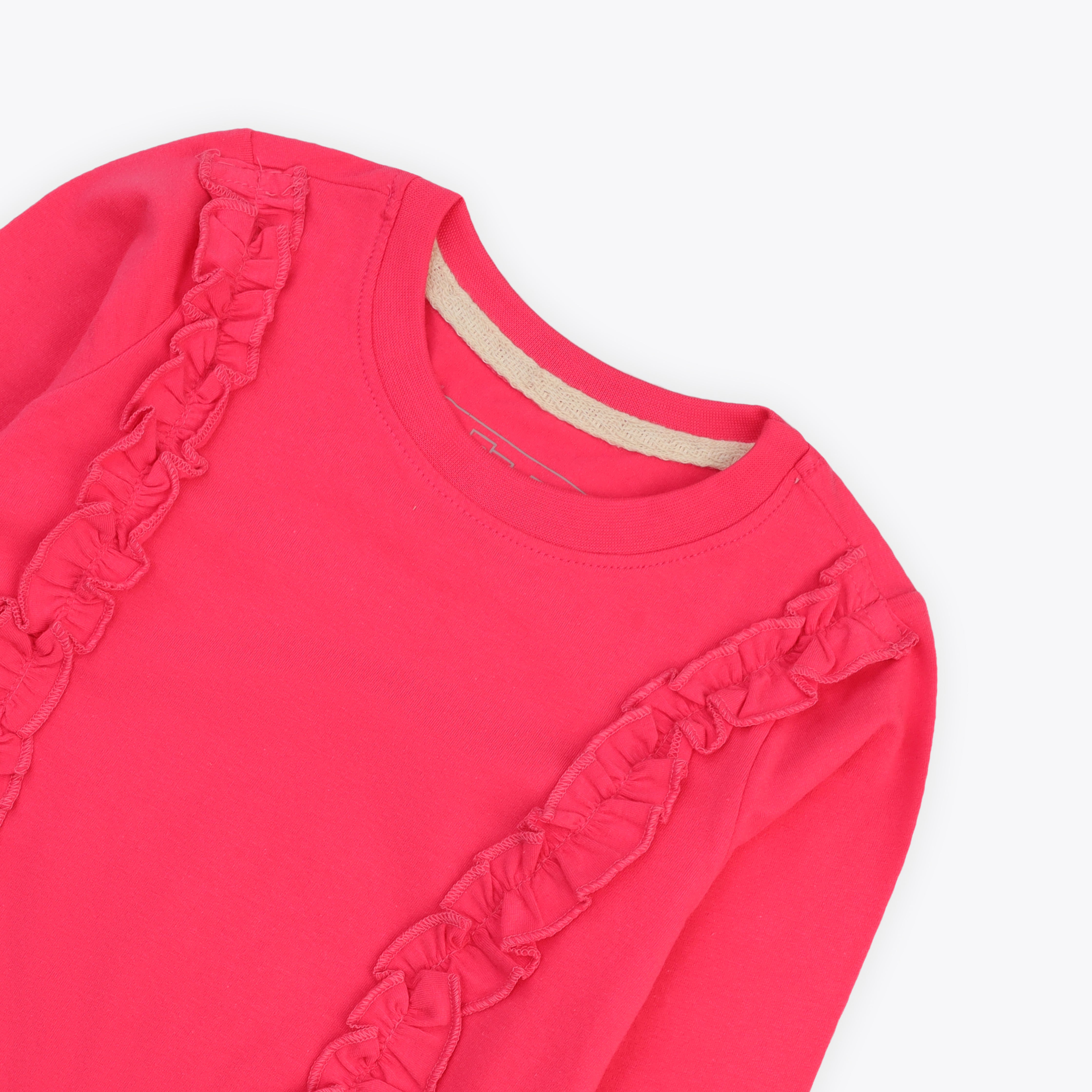 Sweatshirt Girls Frill Shoulder Soft Pink