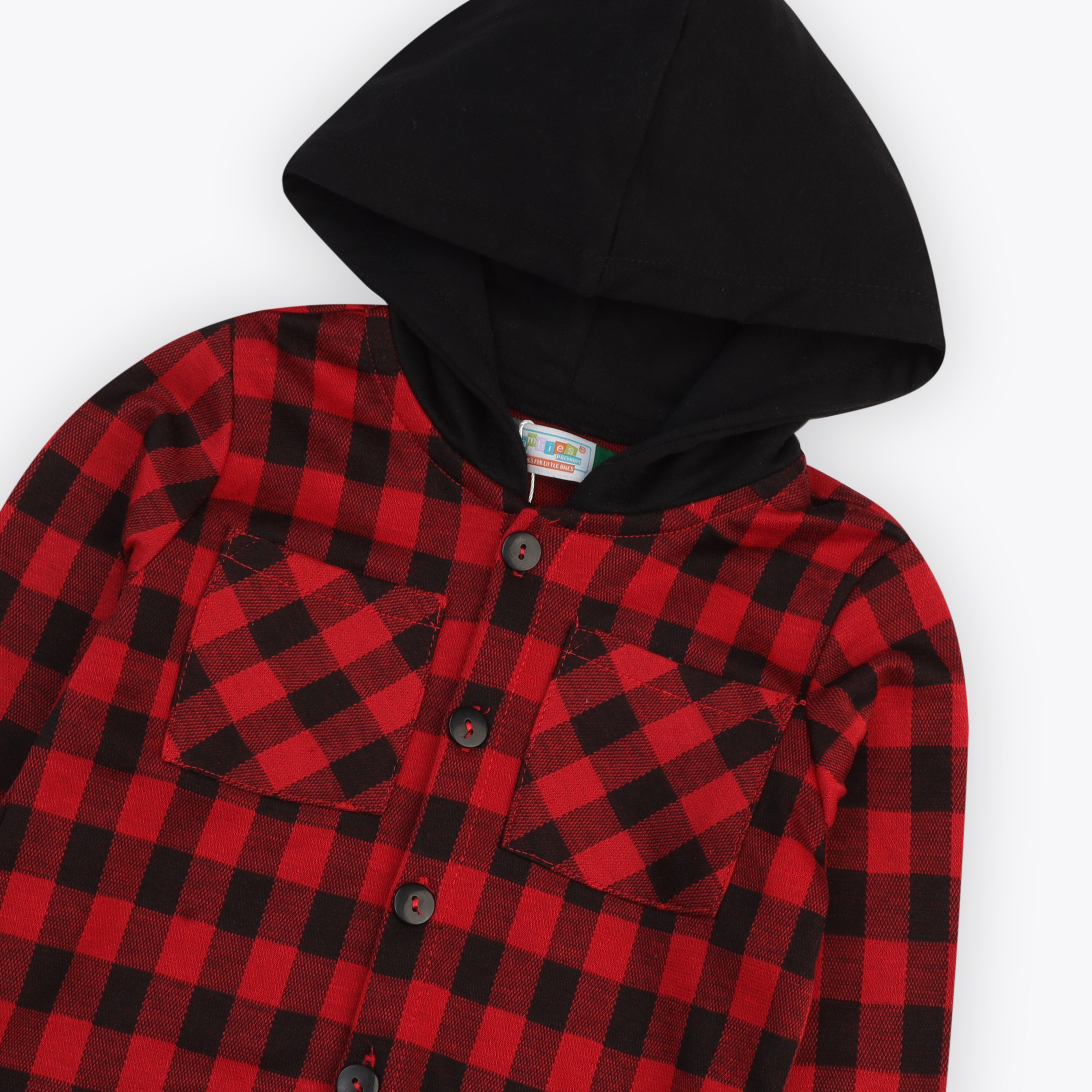 Shirt Hoodie contras Red Check Infant