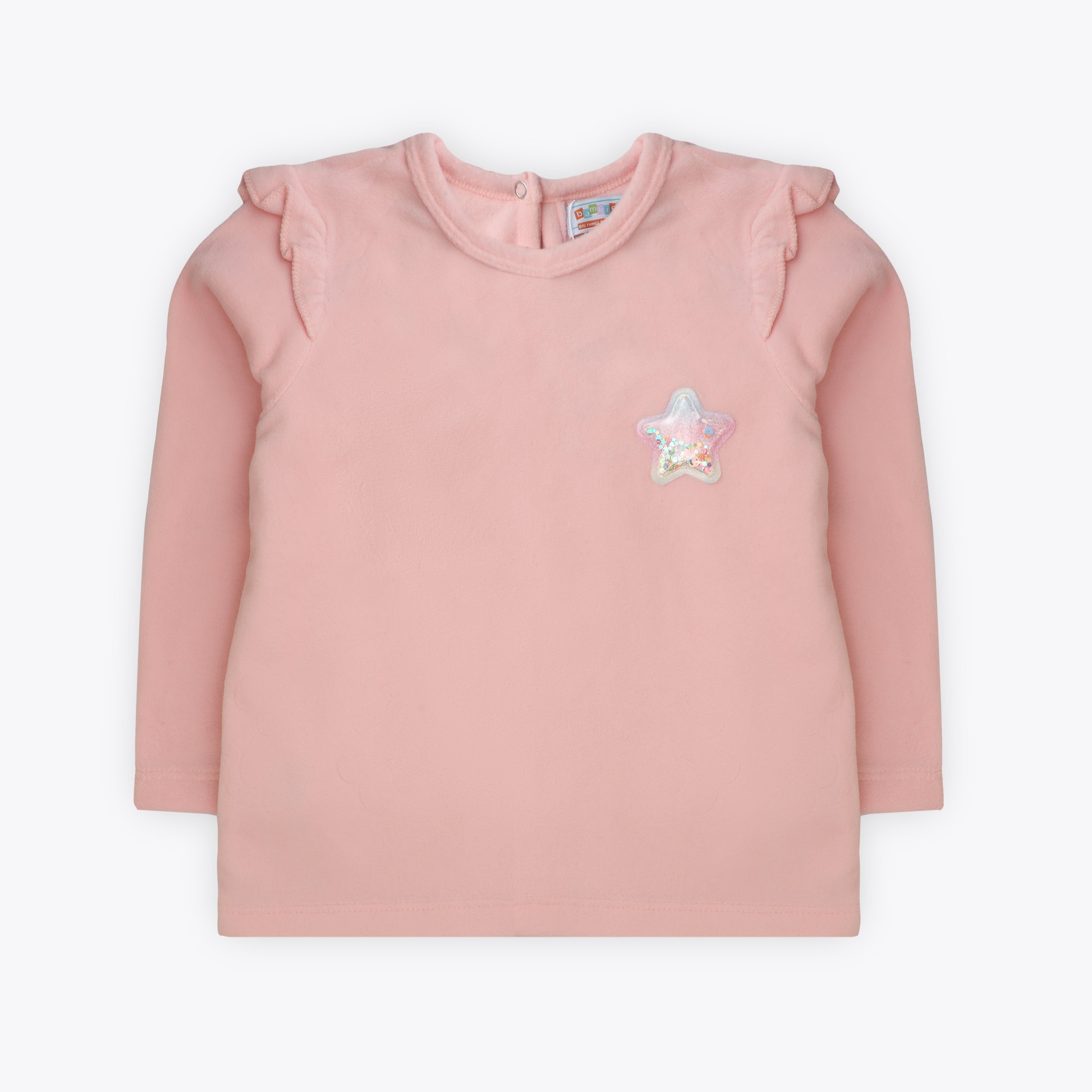 Sweatshirt Frill Shoulder Light Pink