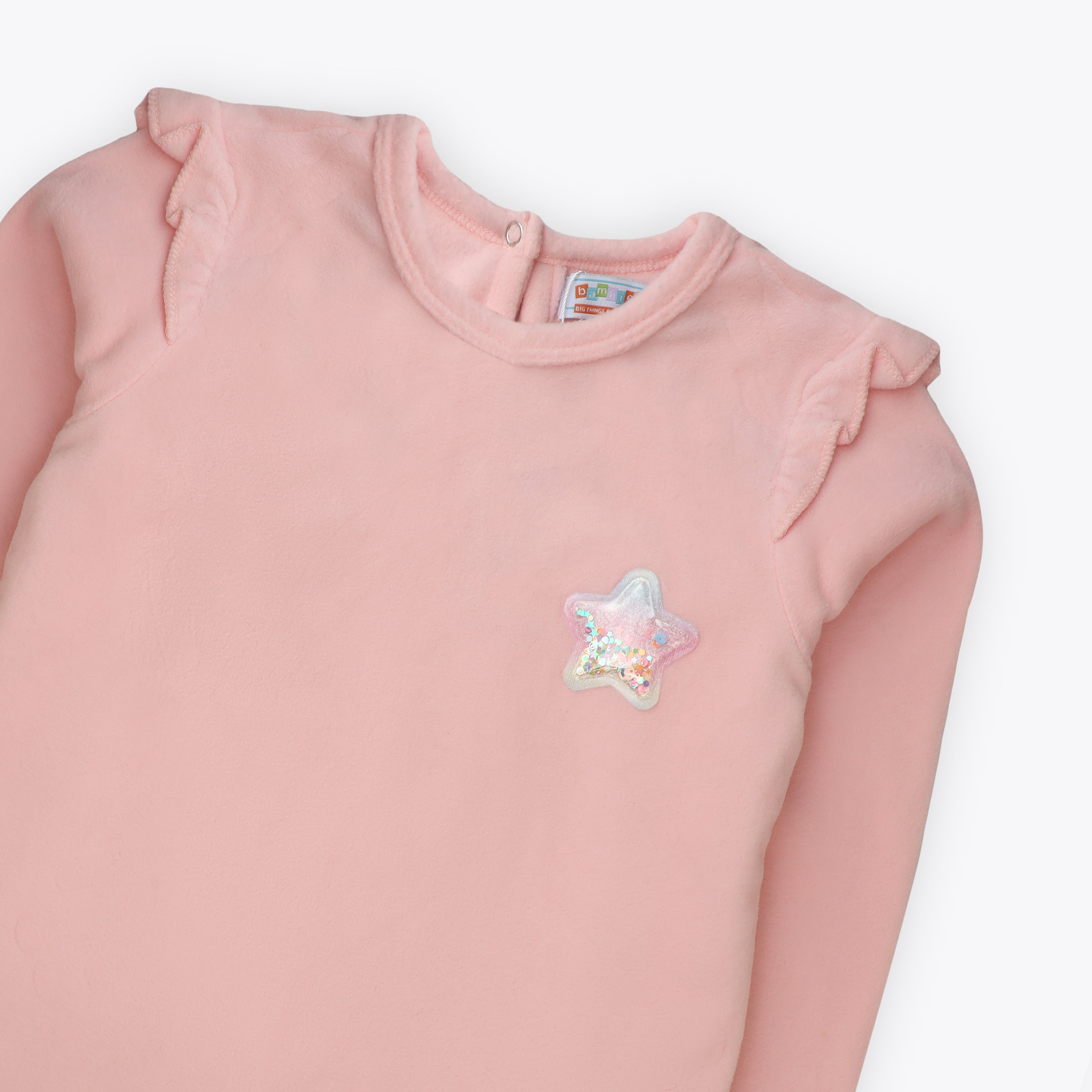 Sweatshirt Frill Shoulder Light Pink