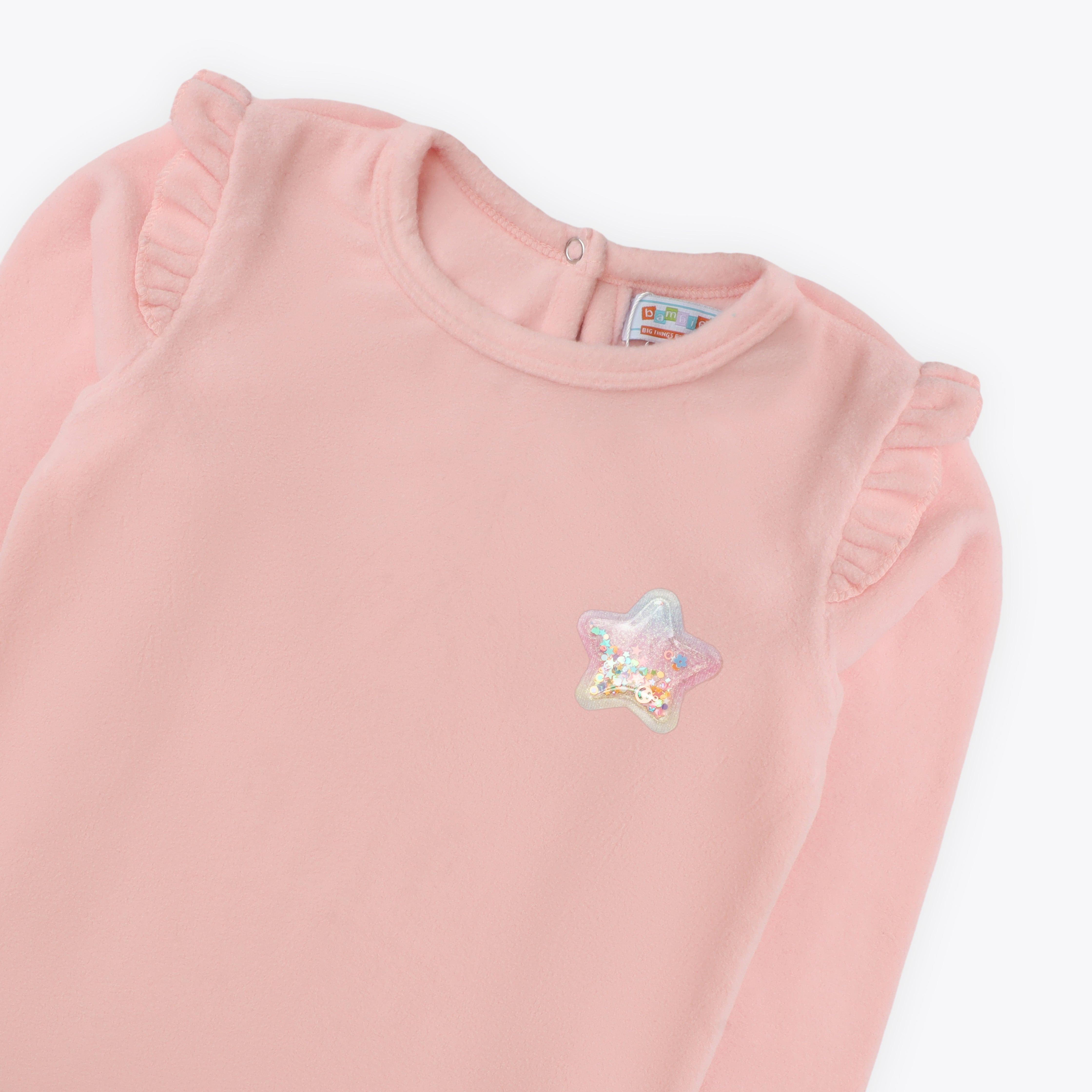 Sweatshirt Frill Shoulder Peach Pink