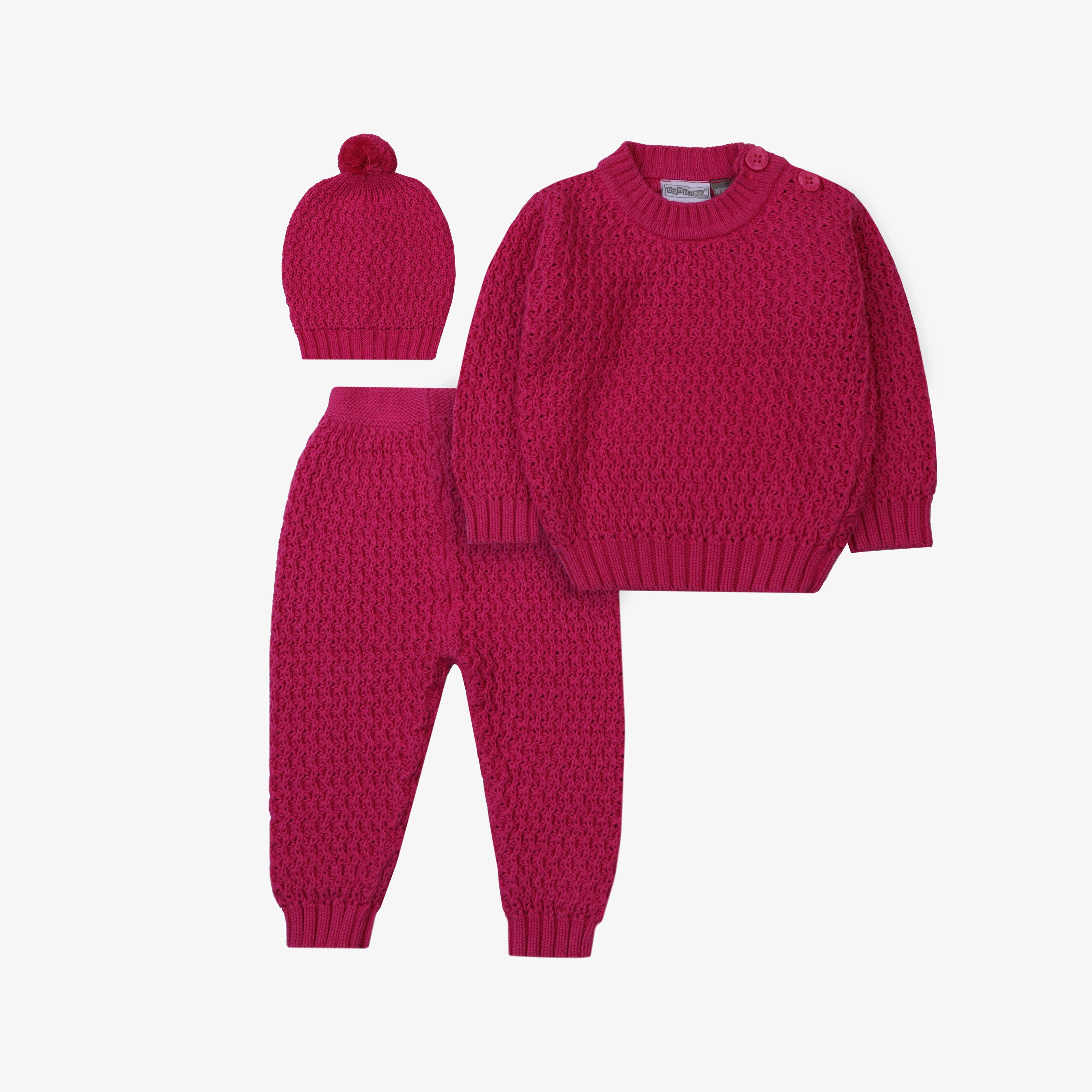Sweater Woolen 3 Piece Dark Pink Infant