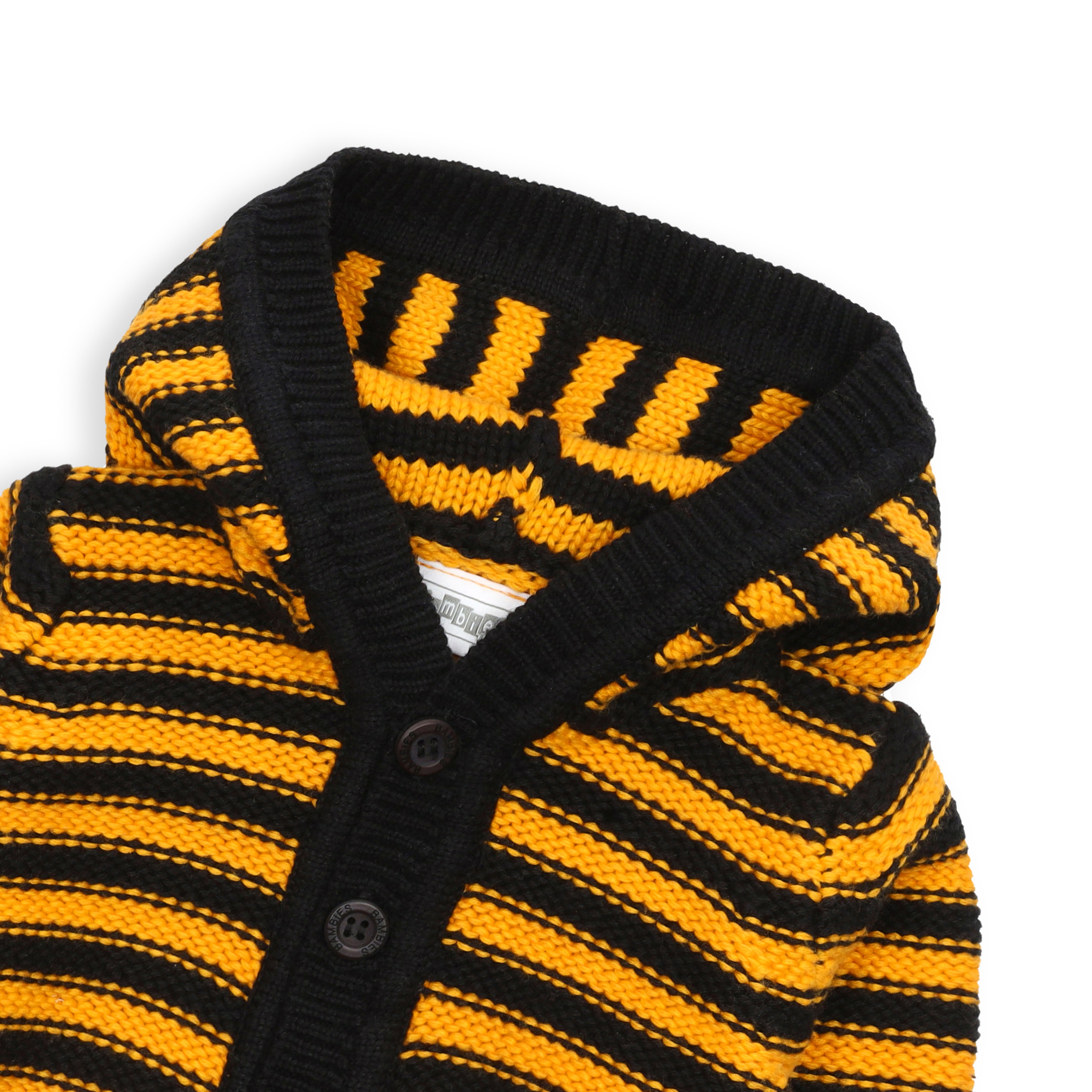 Sweater Hooded Black Yellow Base Stripes