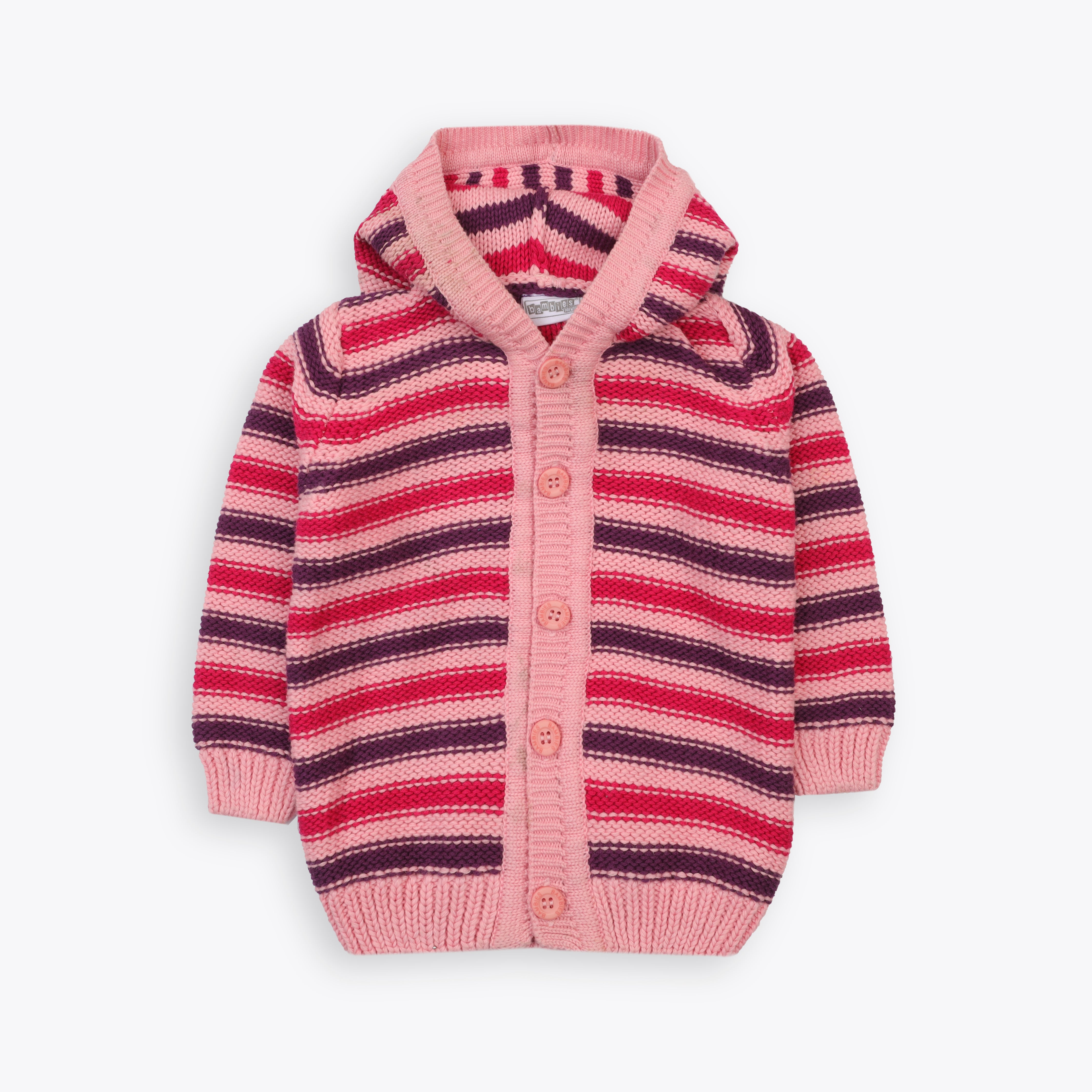 Sweater Hooded Pink Base Stripes