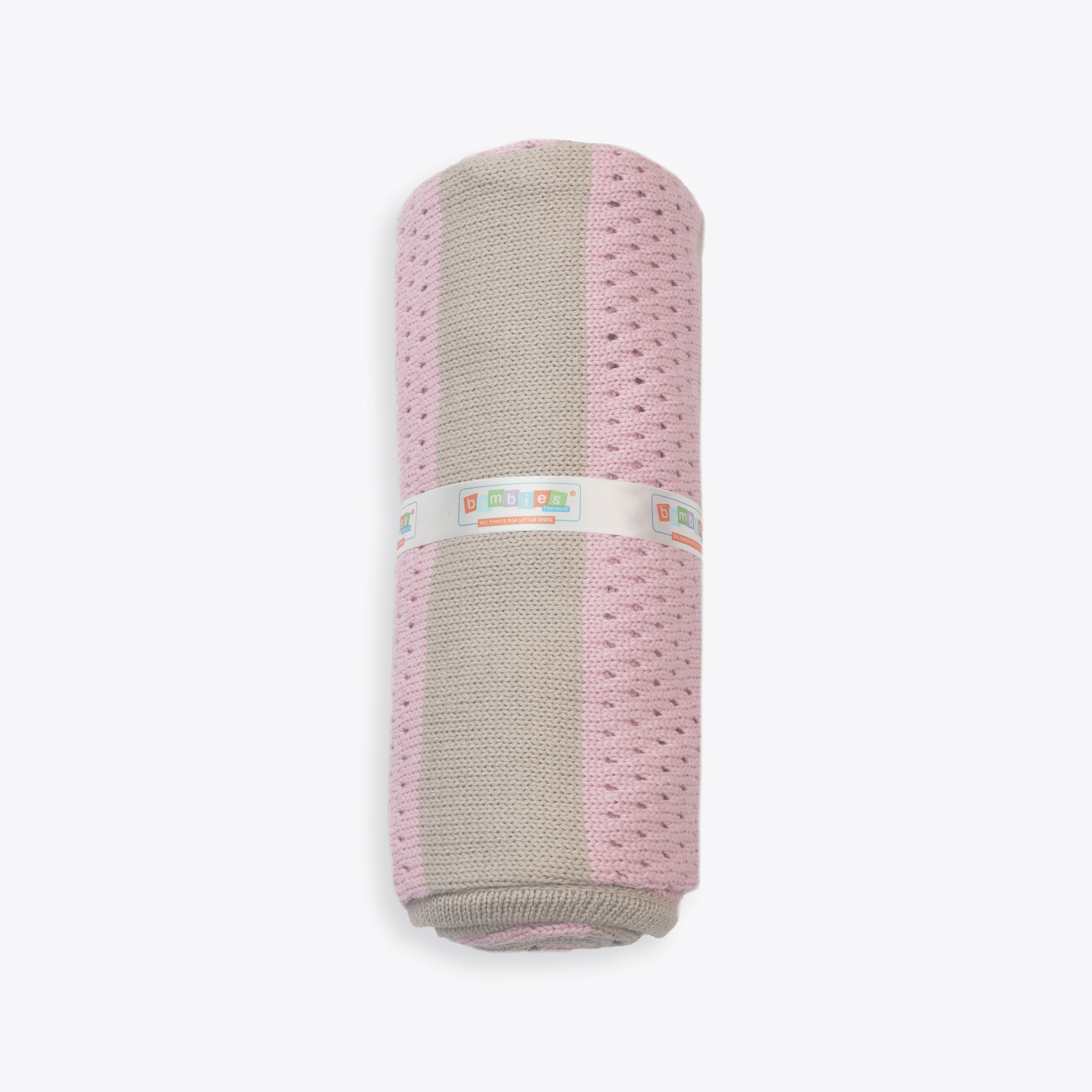 Blanket Woolen Stripes Pink Beige