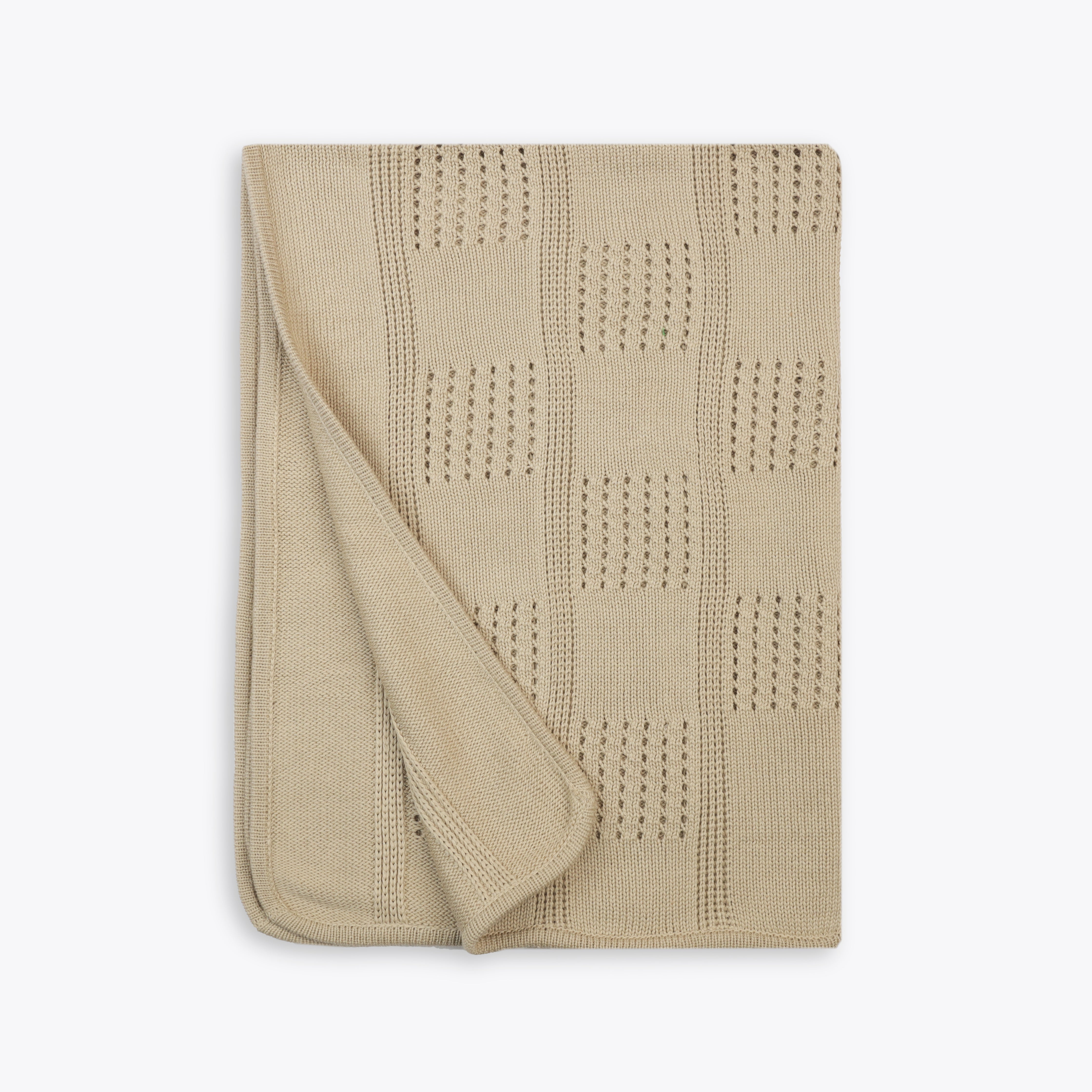 Blanket Woolen Solid Box Style Beige