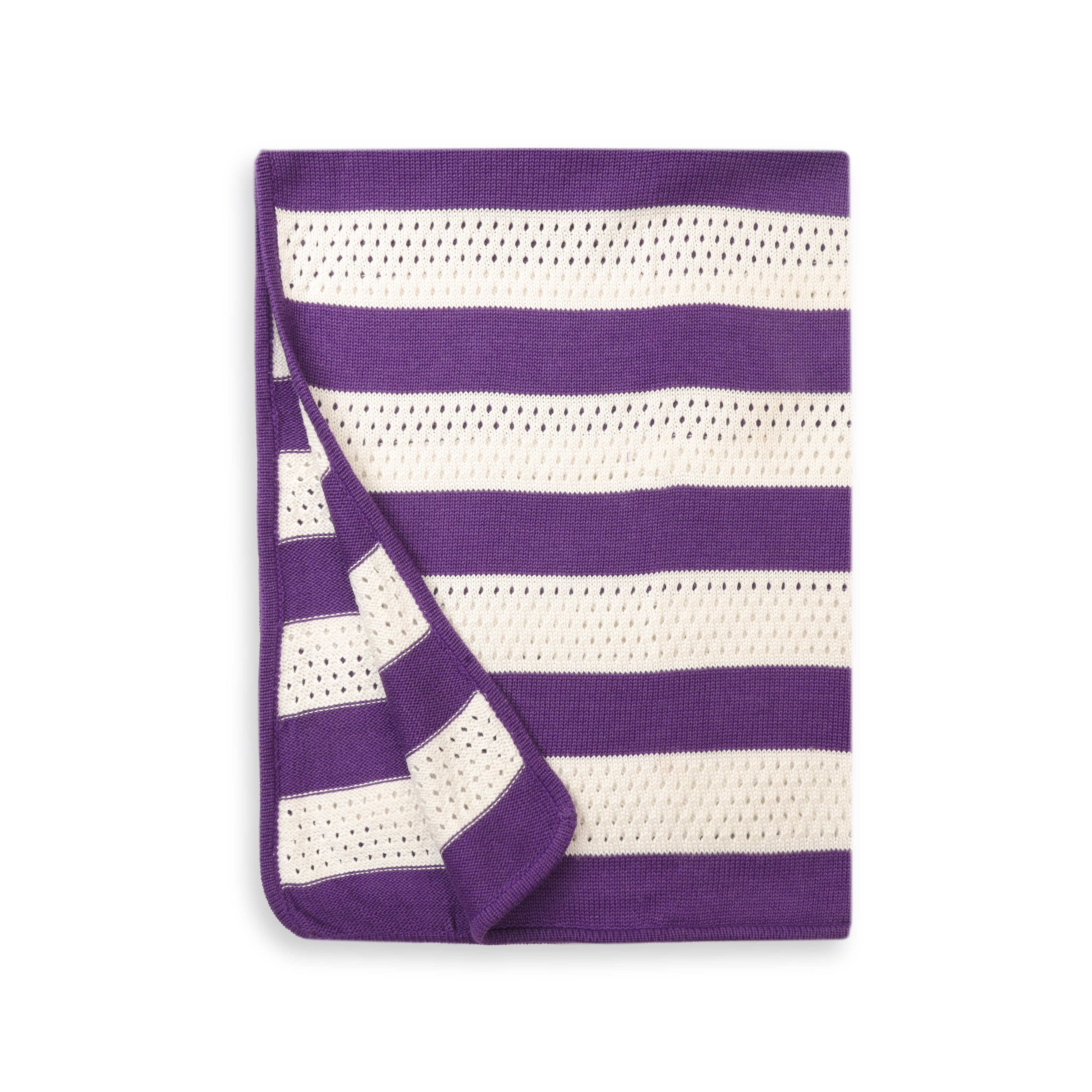 Blanket Woolen Stripes Purple White