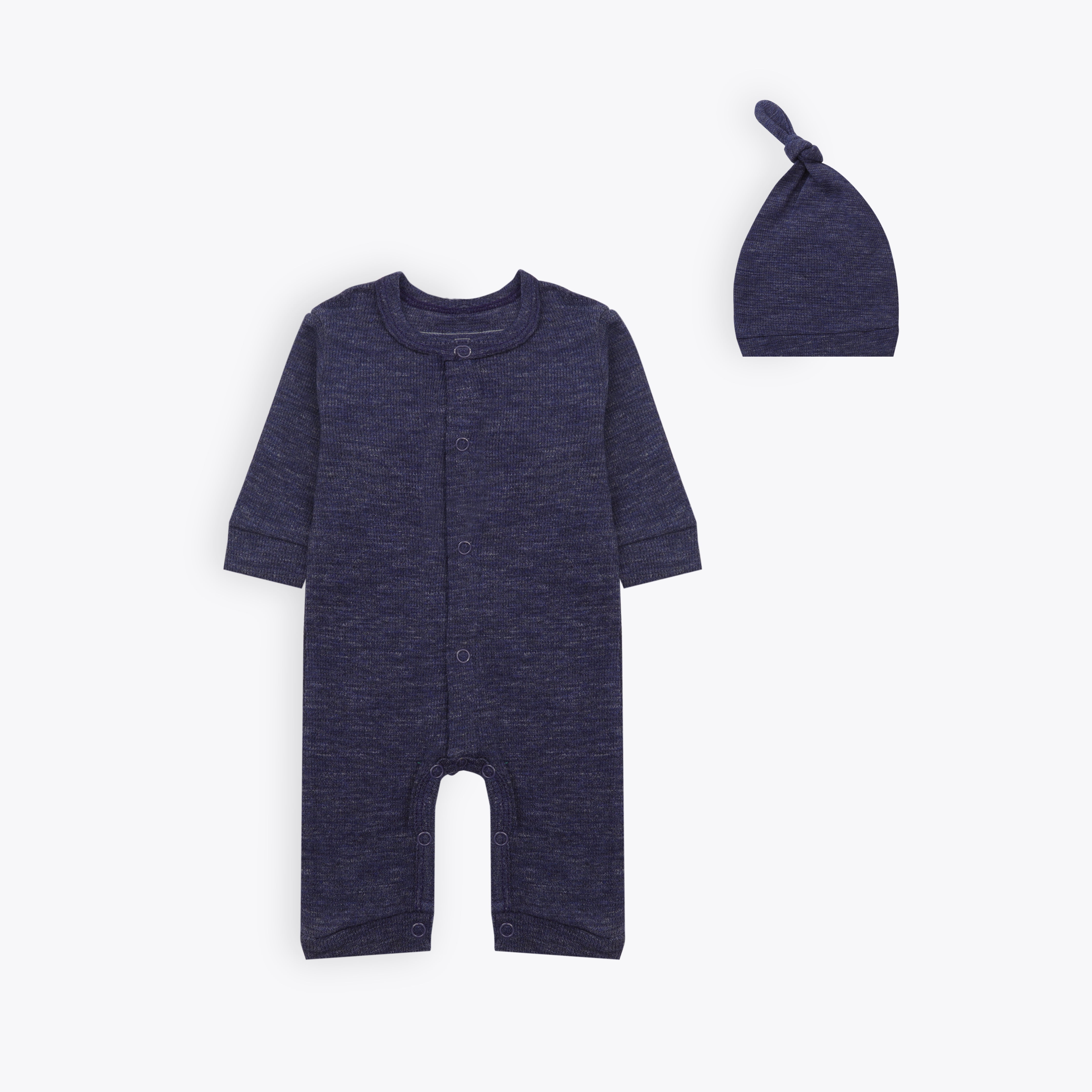 Romper with Cap Thermal Navy Infant