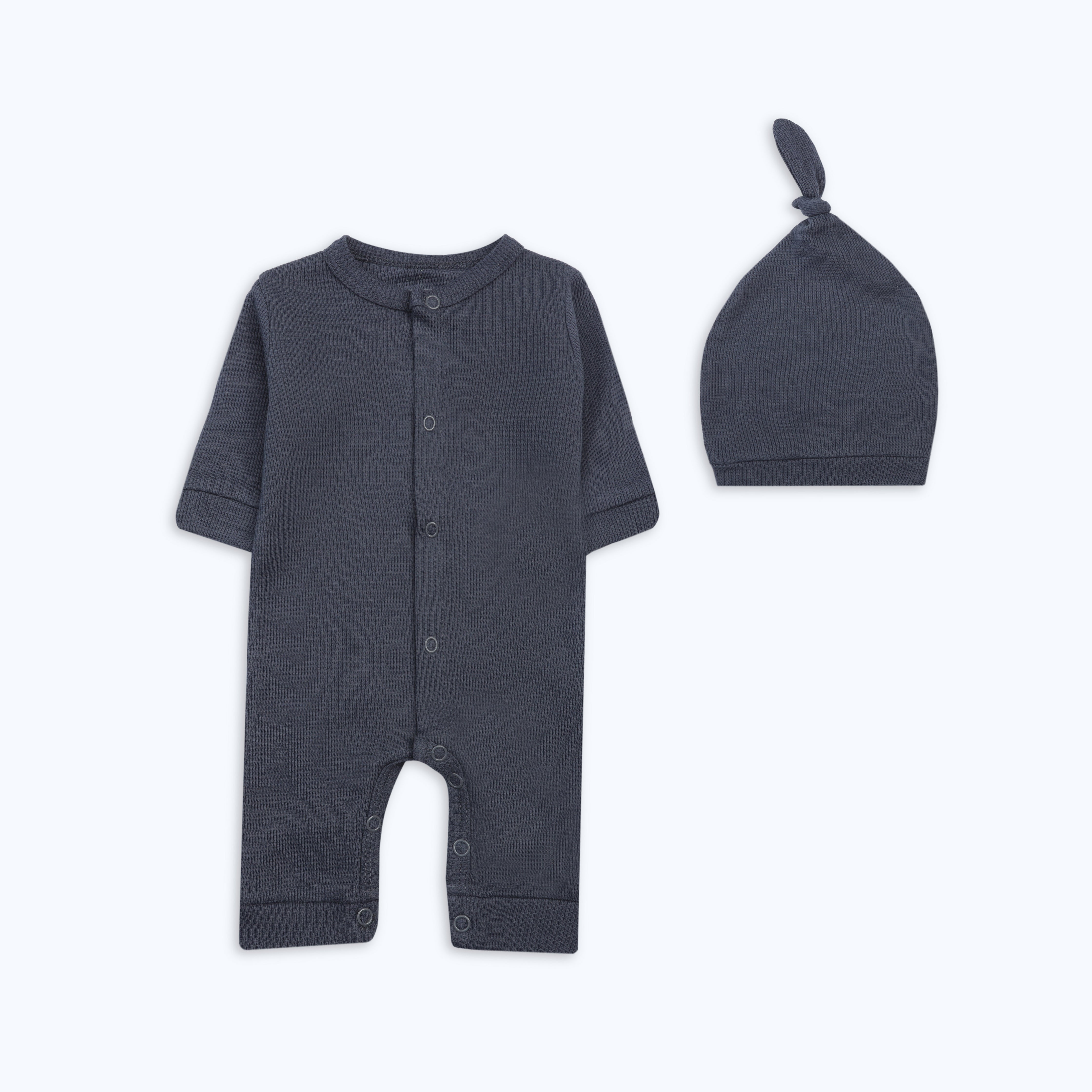 Romper with Cap Thermal Blue Infant