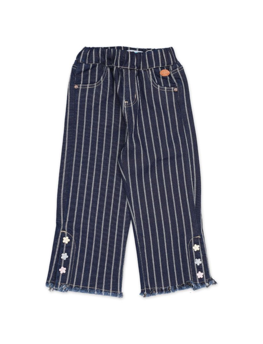Zubaida's Bootcut Blue Denim with White Stripes Pant for Girls - Zubaidas Official™