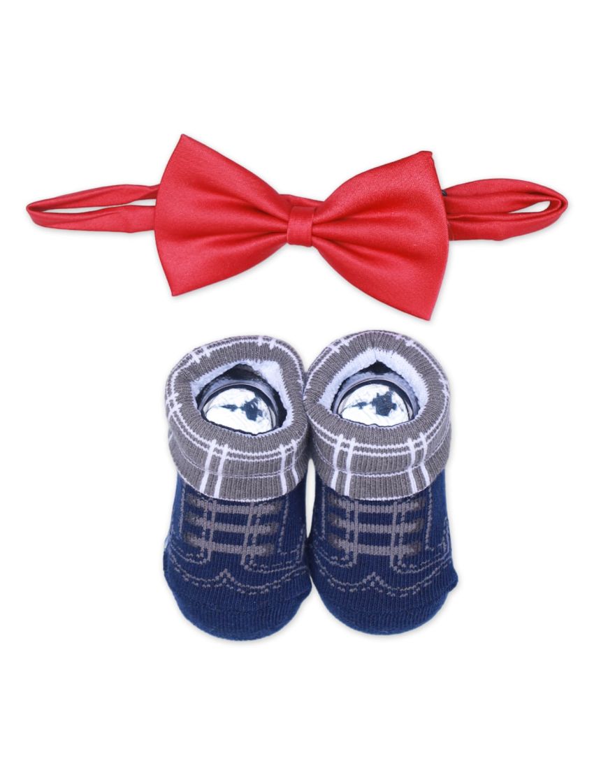 Socks With Bow Tie- Blue and Red - Zubaidas Officialâ„¢