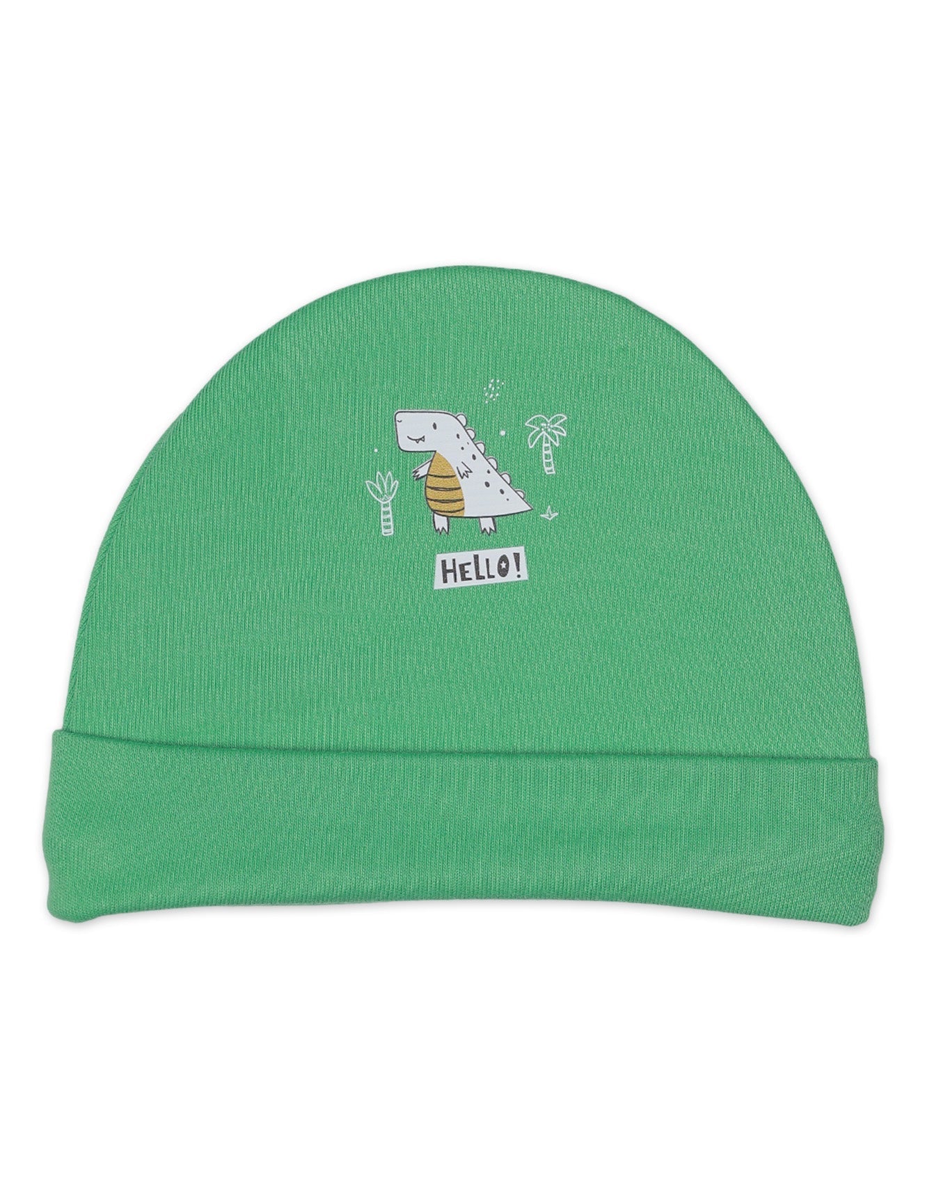 Newborn Cap Hello Green Dino Theme for Boys - Small - Zubaidas Official™