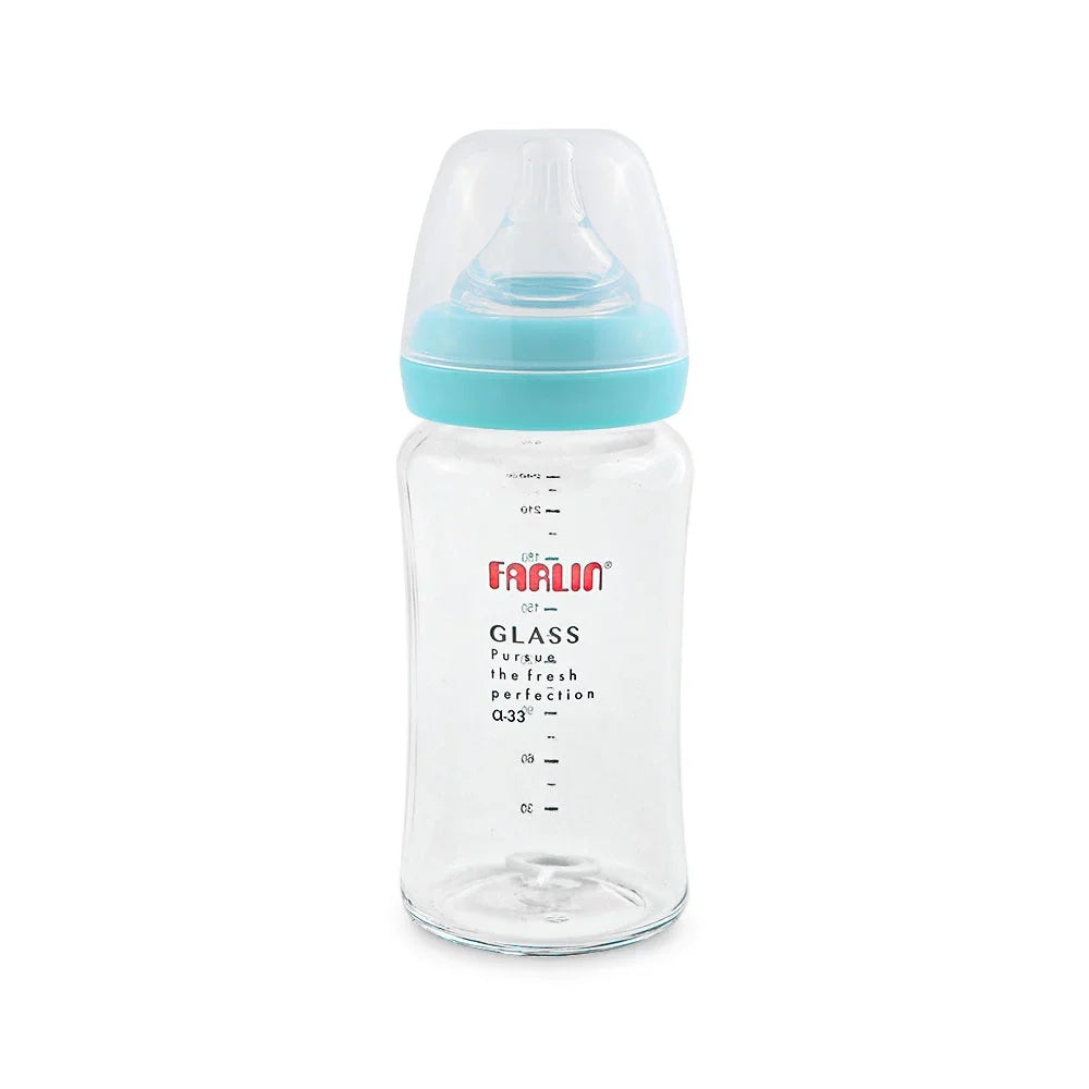 Zubaida's Farlin Glass Wide Neck Feeder 240Ml Blue - AB-32008 - Zubaidas Official™