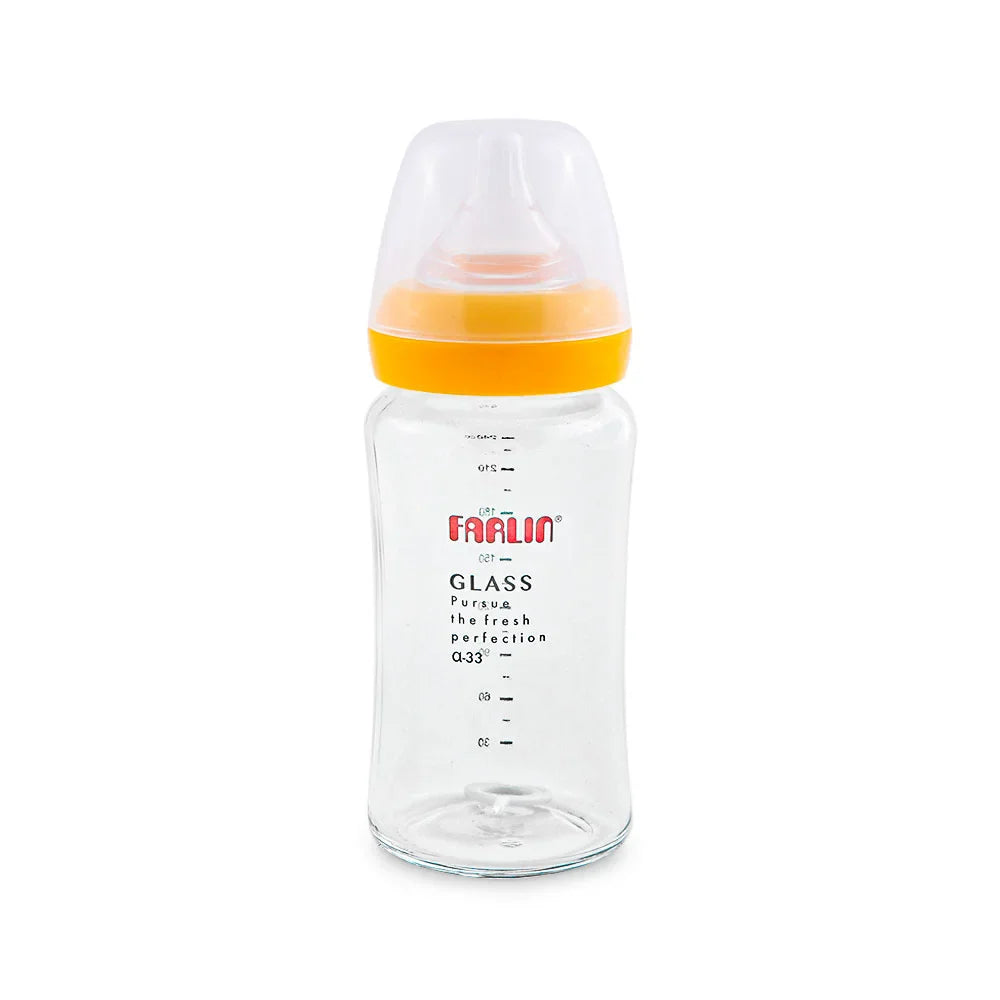 Zubaida's Farlin Glass Wide Neck Feeder 240Ml Yellow - AB-32008 - Zubaidas Official™