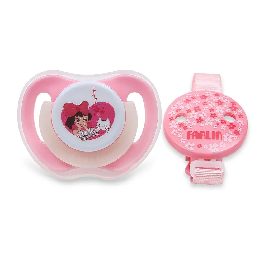 Zubaida's Farlin Newborn Glow-in-Dark Pacifier N Chain Pink BA-20008 - Zubaidas Officialâ„¢
