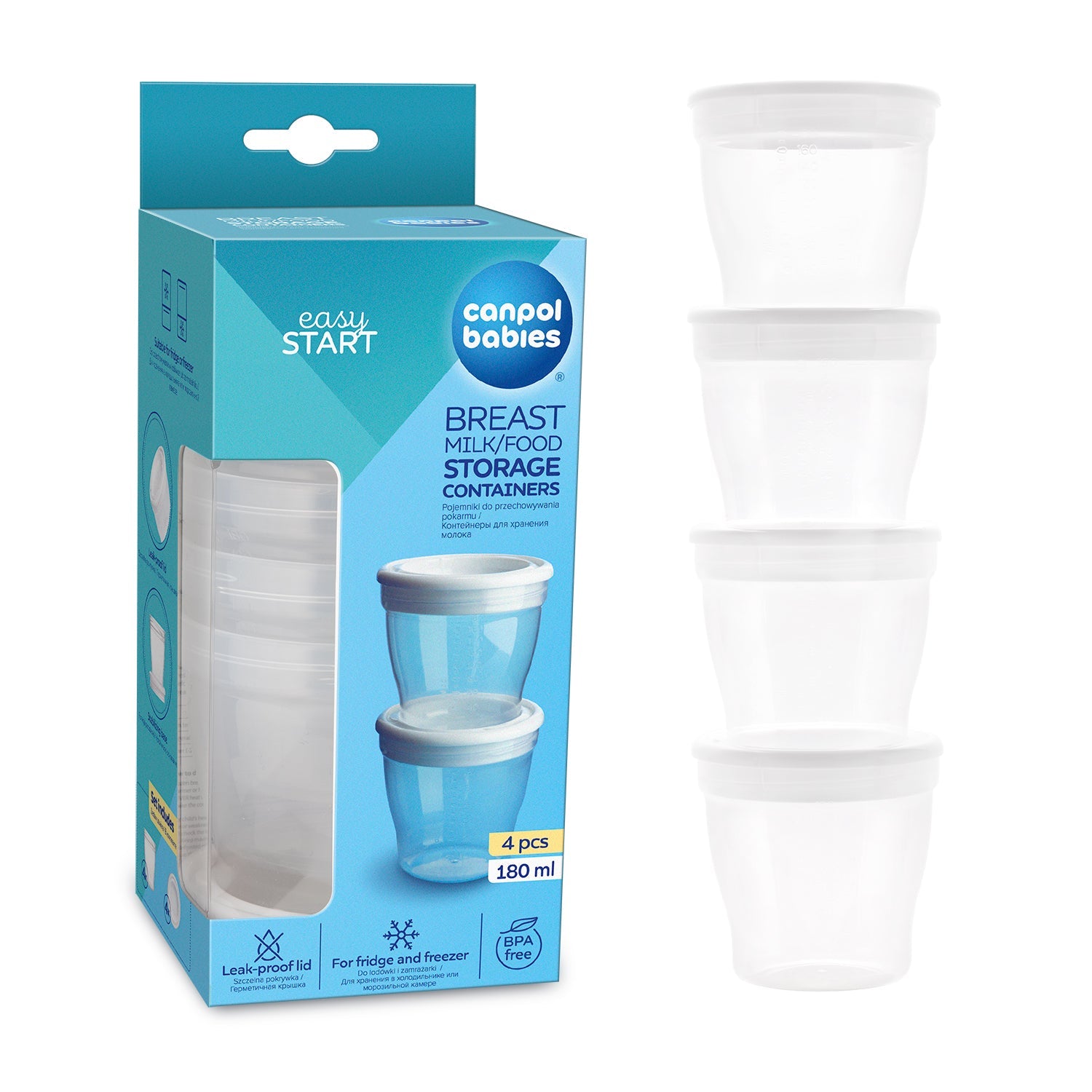 Canpol babies Breast Milk/Food Starage Containers 4 pcs 180ml - 12/204 - Zubaidas Official™