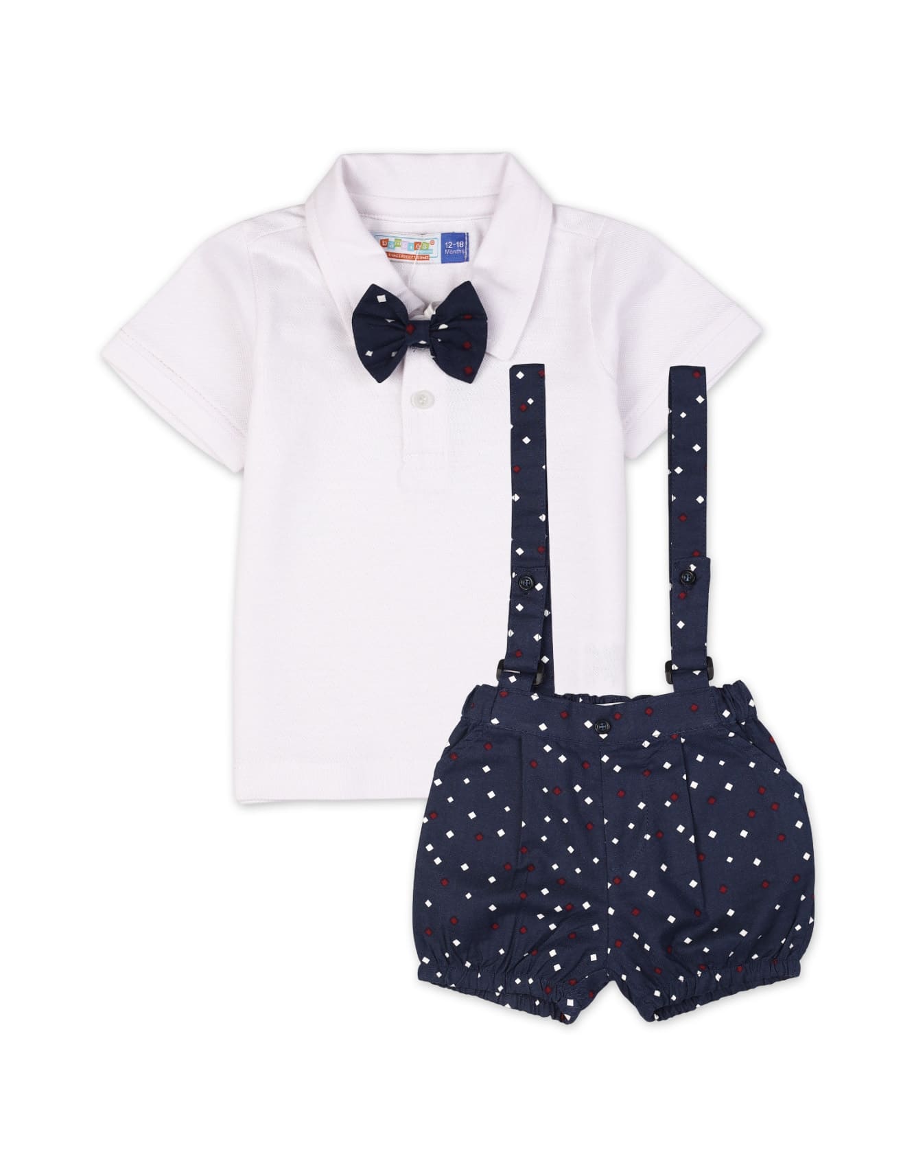 Baby Boys Dungaree Rompers BambiesÂ® White Shirt and Polka Dot Shorts at ZubaidasÂ® - Pakistanâ€™s No. 1 and the most trusted baby and kids store for over 50 years. Shop Online. Nationwide Delivery. Best Prices.