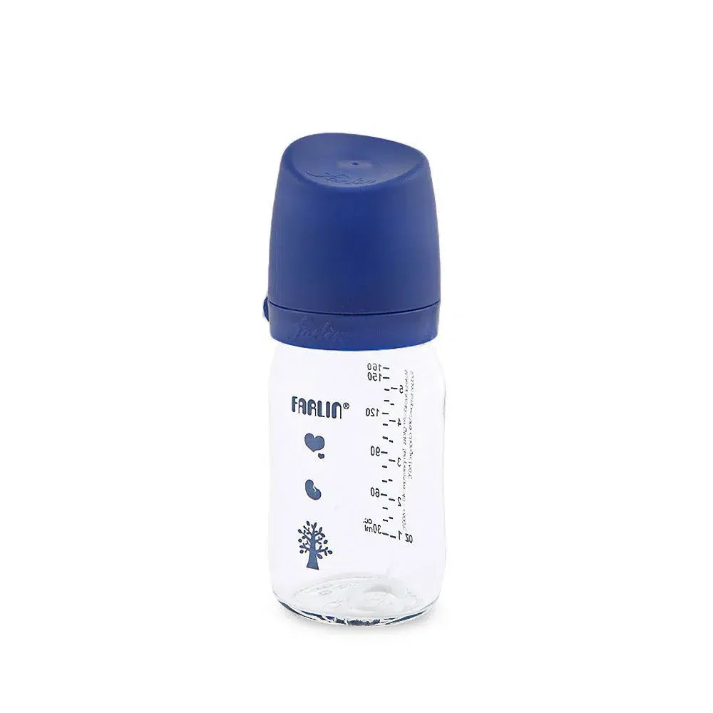 Zubaida's Farlin Wide-Neck Glass Feeding Bottle 160ml - Blue - AB-32013-02 - Zubaidas Official™