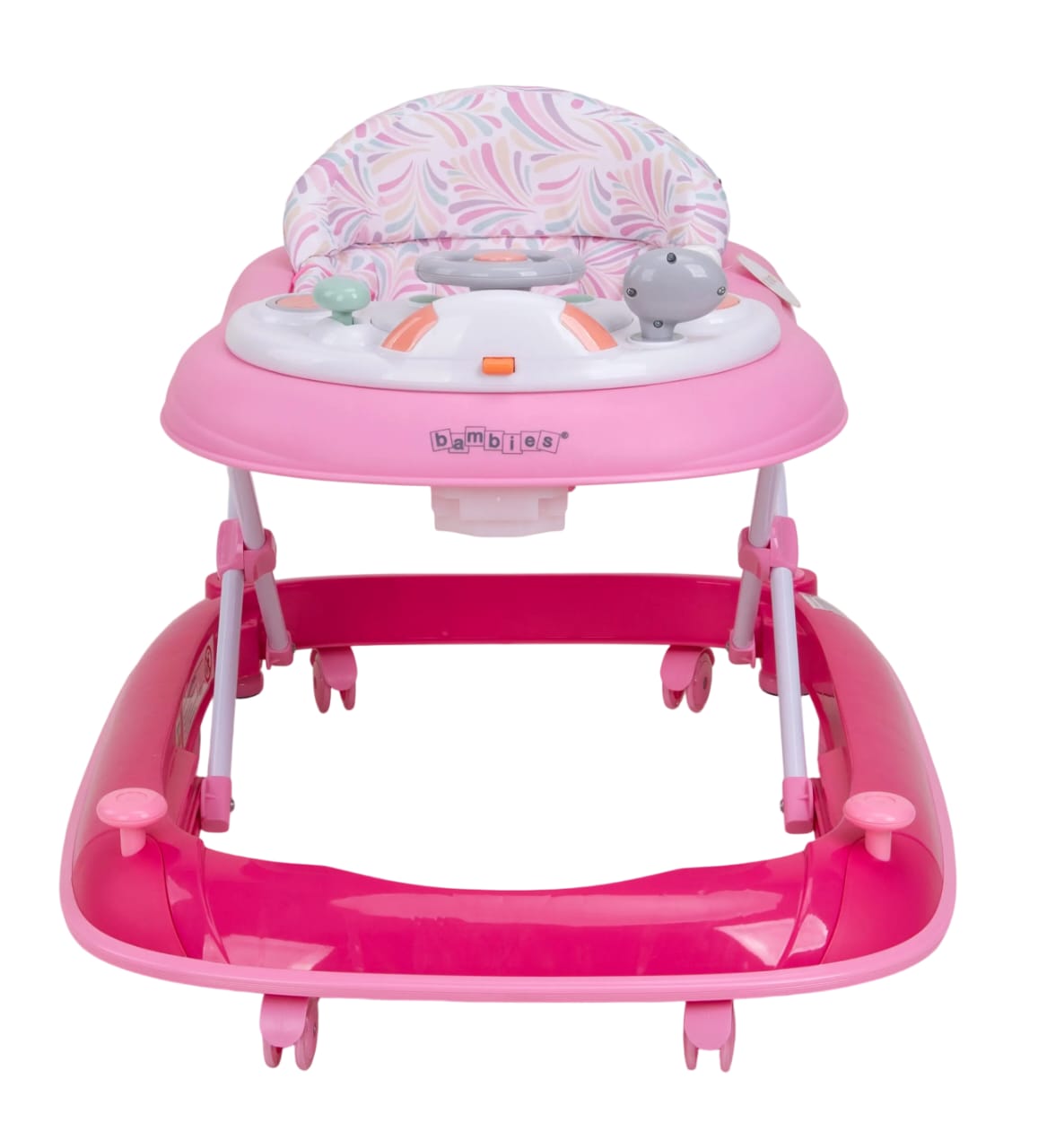 Zubaida's Deluxe Bambies® 4-in-1 Baby Walker with Detachable Activity Tray, Push-Behind, Padded Seat and Feeding Tray Functions