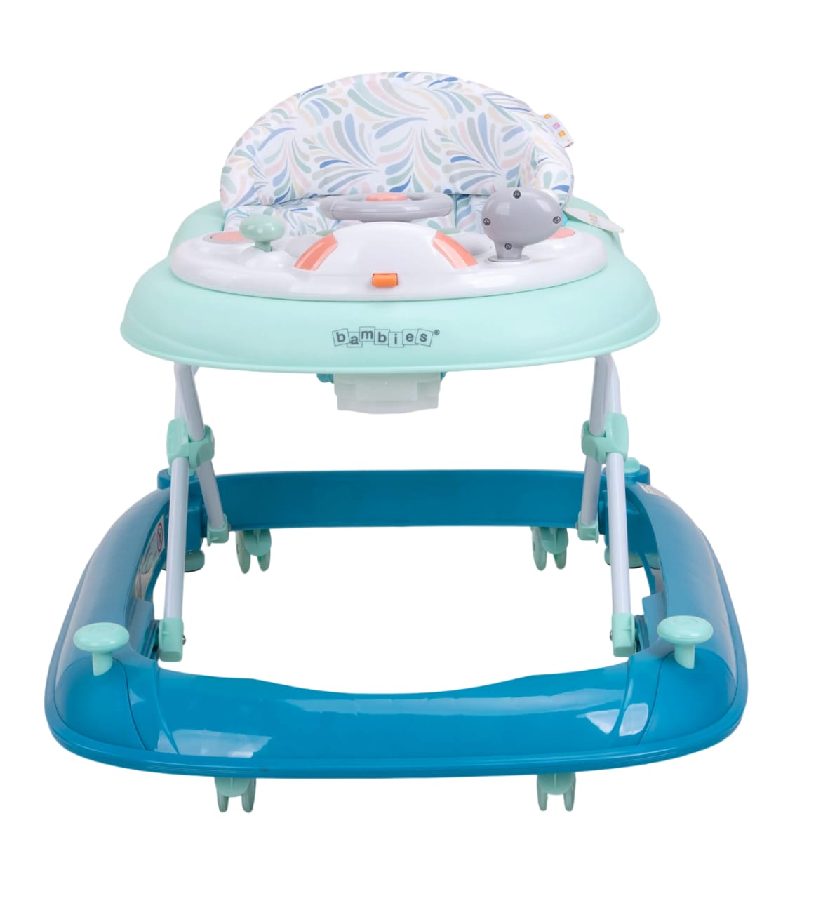 Zubaida's Deluxe Bambies® 4-in-1 Baby Walker with Detachable Activity Tray, Push-Behind, Padded Seat and Feeding Tray Functions