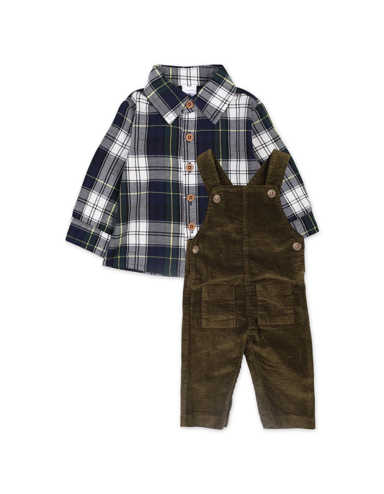 Baby Boys 2 Pieces Dungaree Winter Suit Sets Bambies Green at Zubaidas