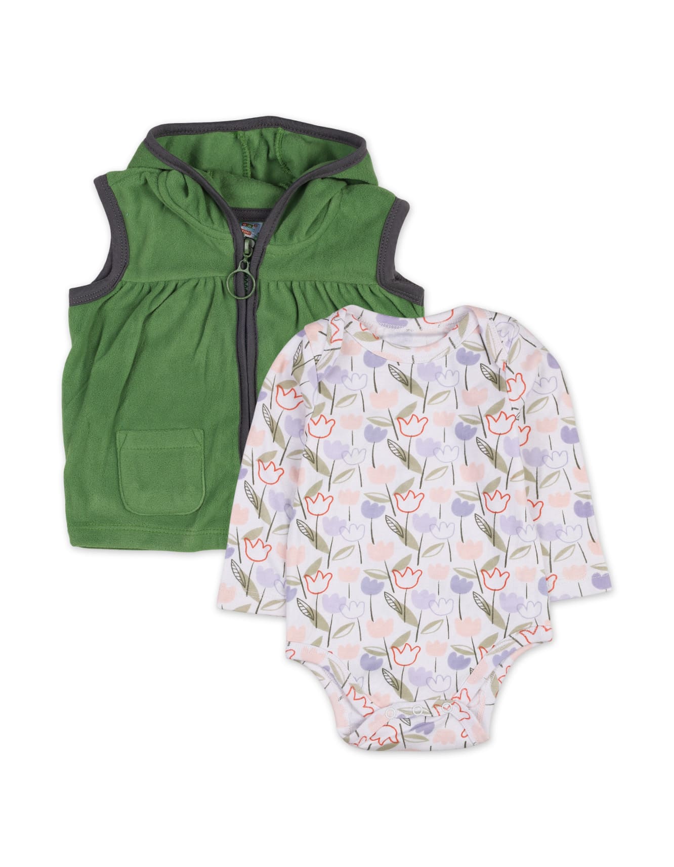 Baby Girls 2 Pieces Winter Bodysuit with Vest Bambies Green at Zubaidas