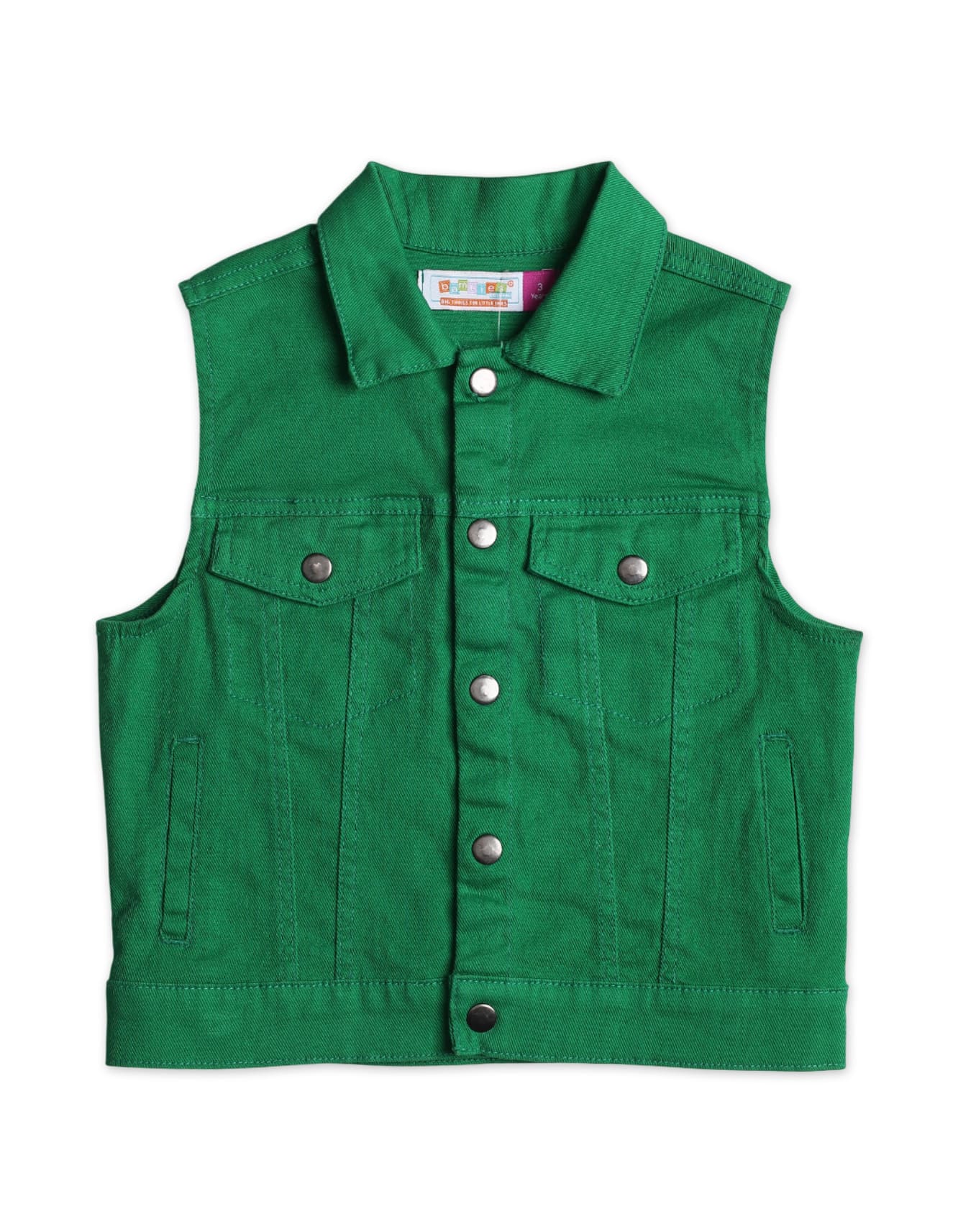 Baby Girls and Girls Winter Denim Jacket Bambies Sleeveless Green at Zubaidas
