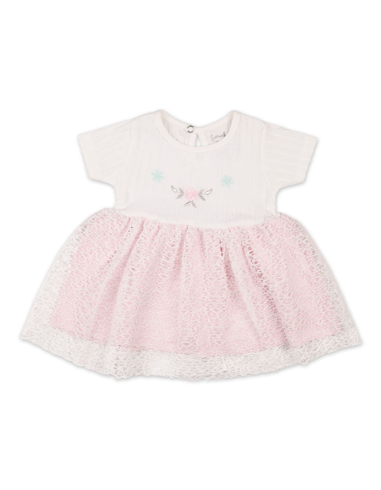 Baby Girls Summer Dress White Pink Premium Turkish Collection at Zubaidas