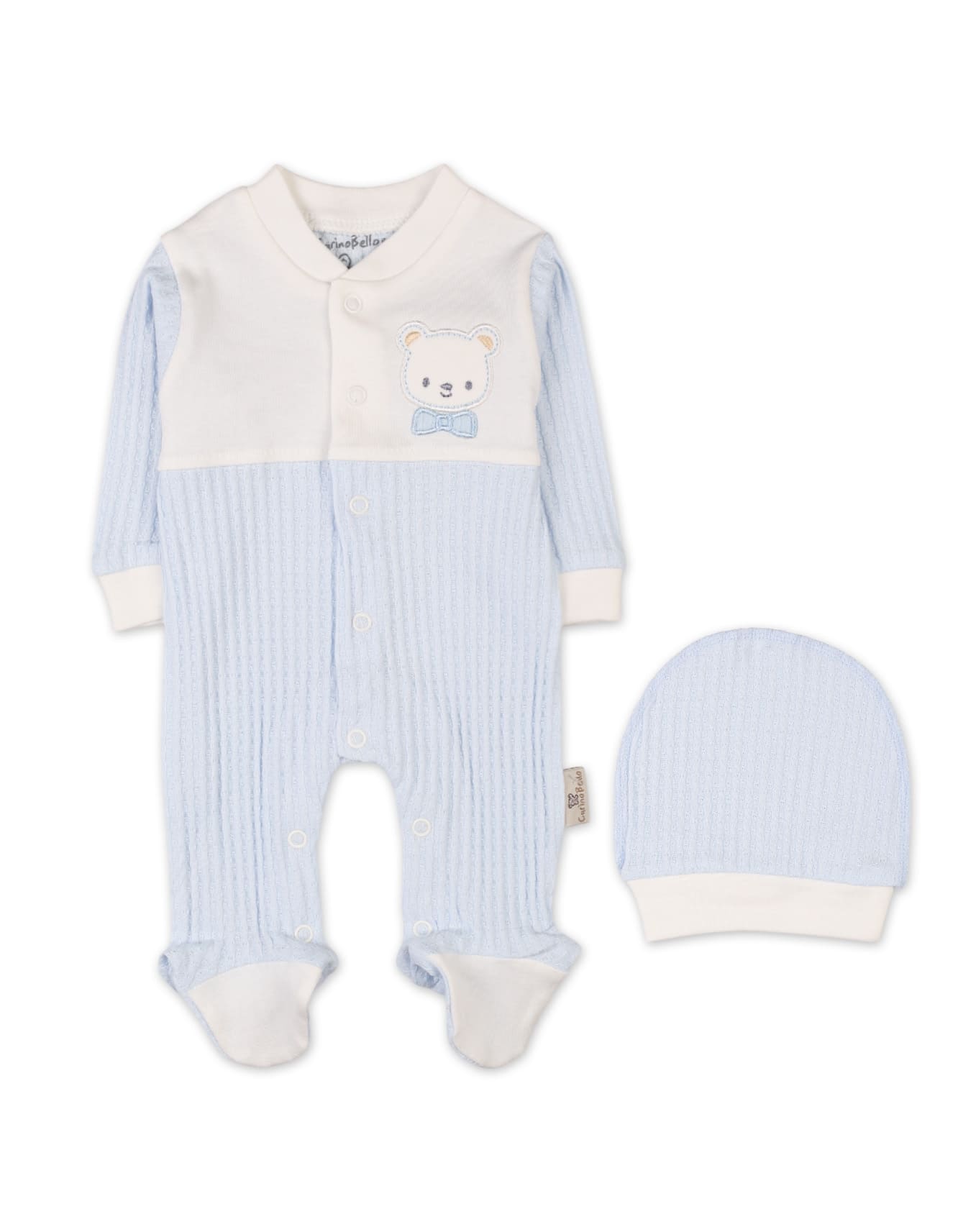 Baby Romper With Cap Embroidered Bear Premium Turkish Collection at Zubaidas