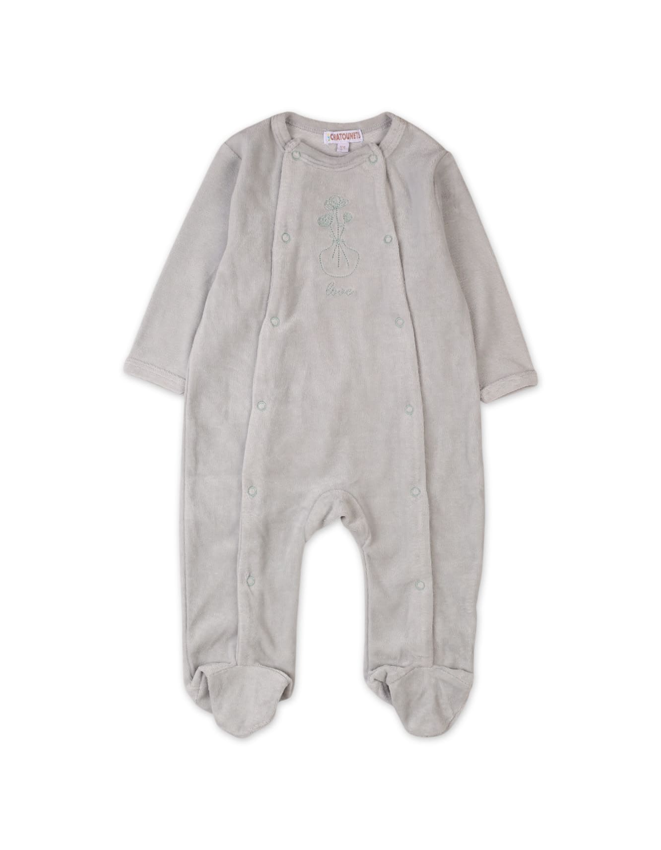 Baby Winter Onesie Bambies Love Embroidered Footie Gray at Zubaidas