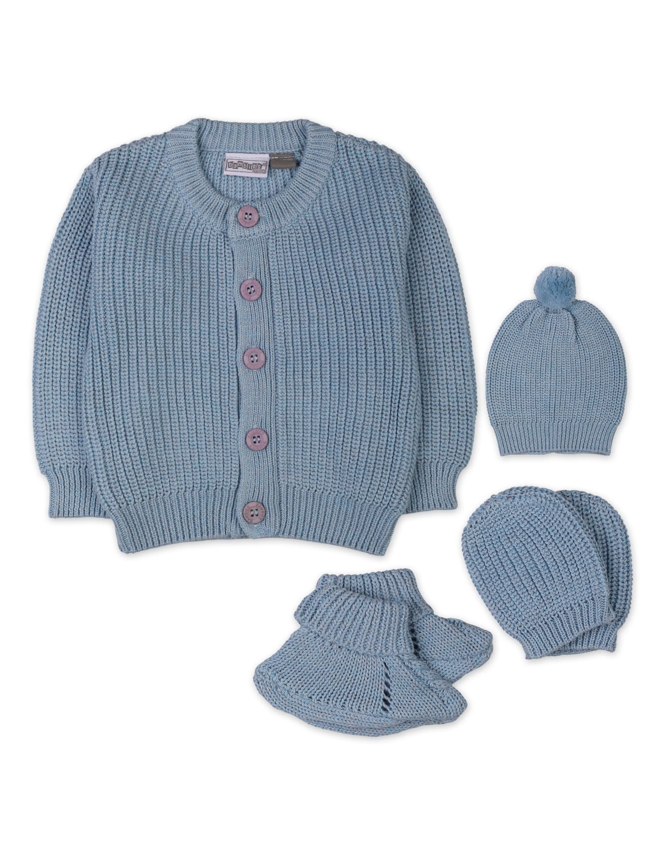 Infant Baby Boys 4 Pieces Winter Knitted Outfit Sets Bambies Blue at Zubaidas