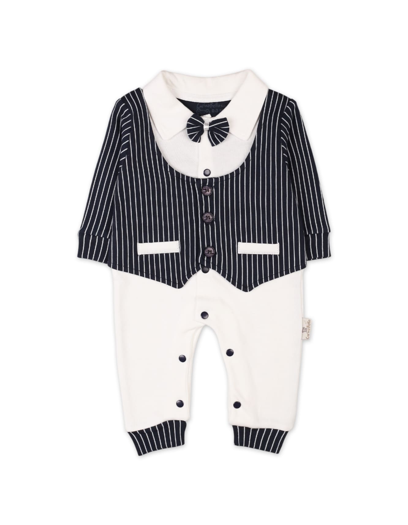 Infant Boys Romper with Cap White Stripes Premium Turkish Collection at Zubaidas Pakistan