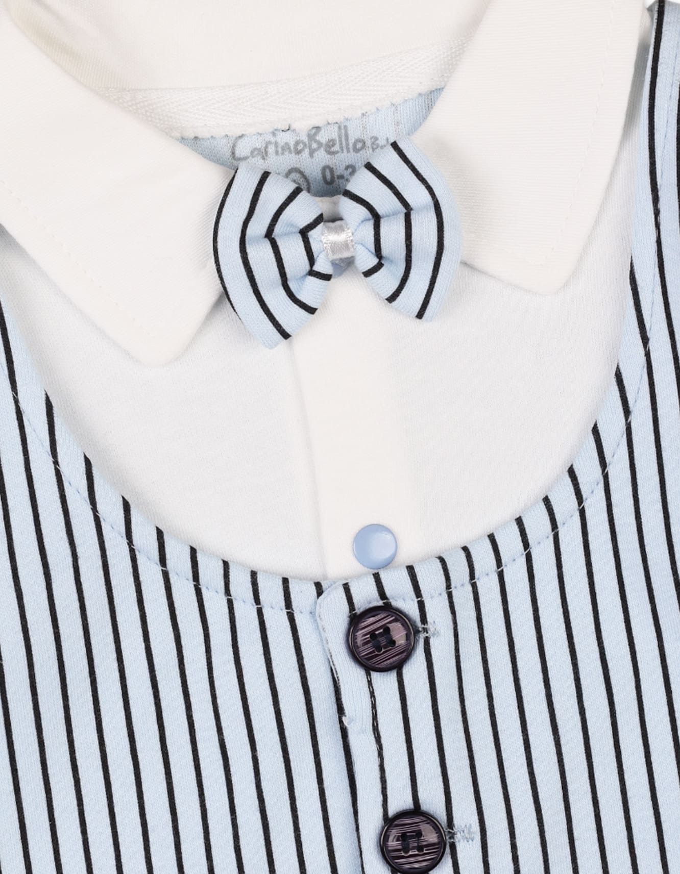 Newborn Boys Romper with Cap Black Stripes Blue Premium Turkish Collection at Zubaidas Official Pakistan